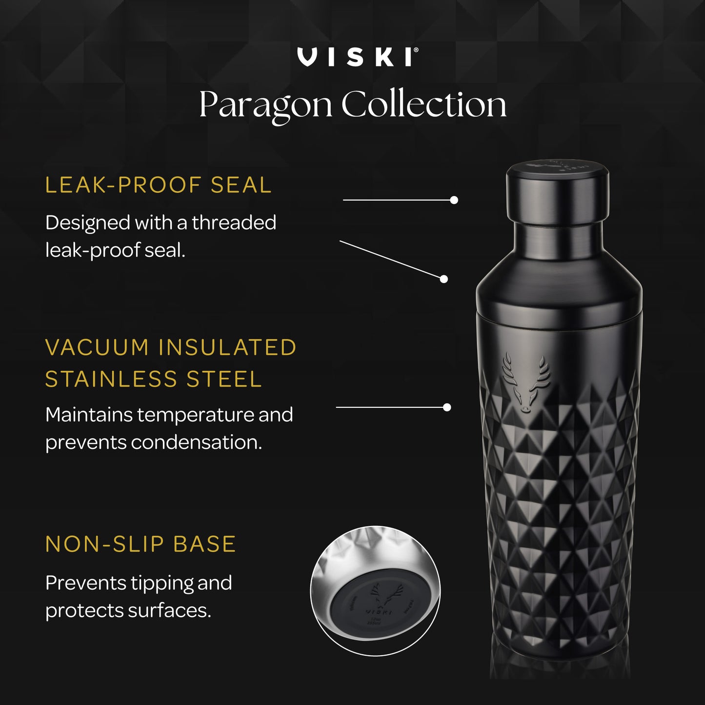 Paragon Stainless Steel Cocktail Shaker in Obsidian Viski