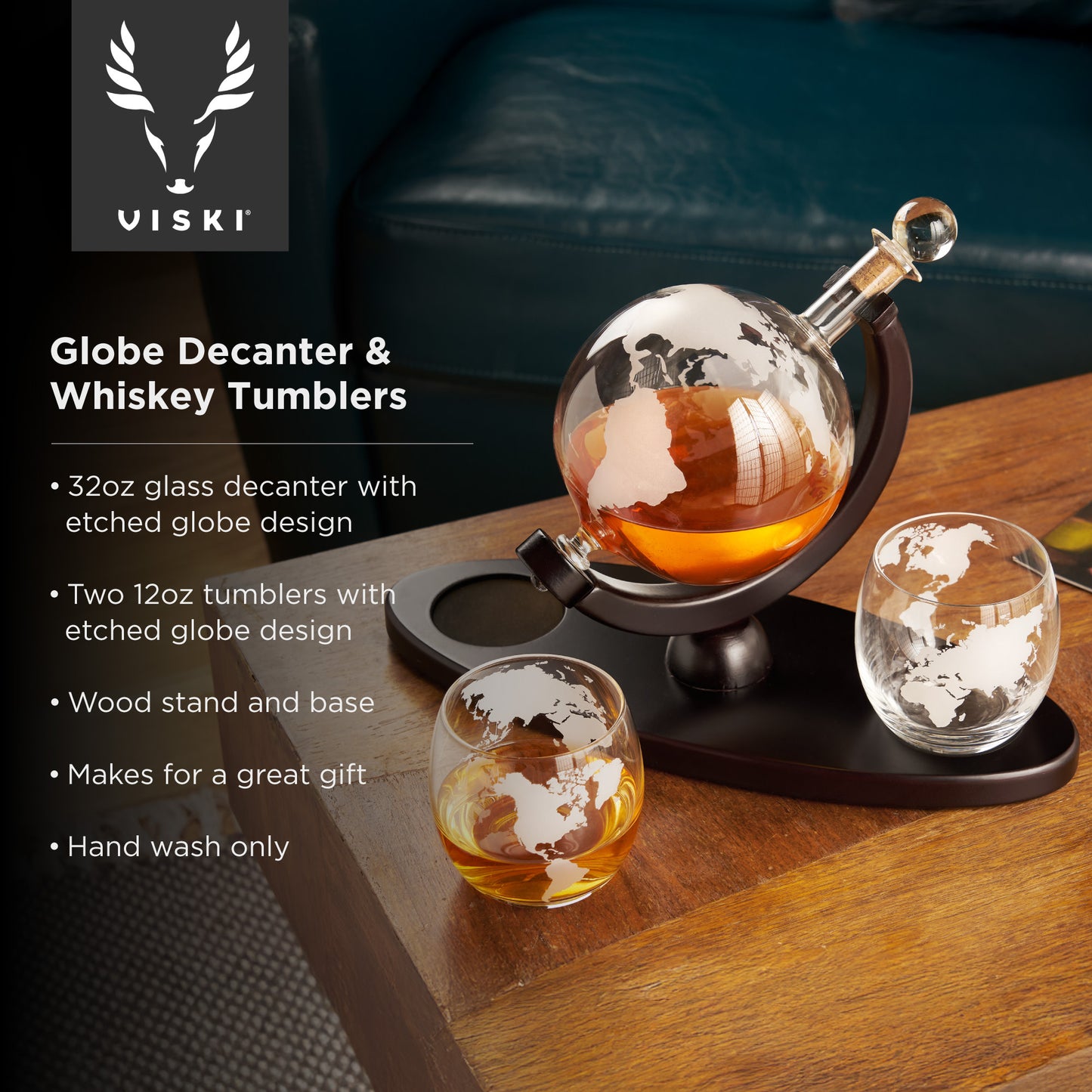Globe Whiskey Decanter Set | Premium Barware - Viski