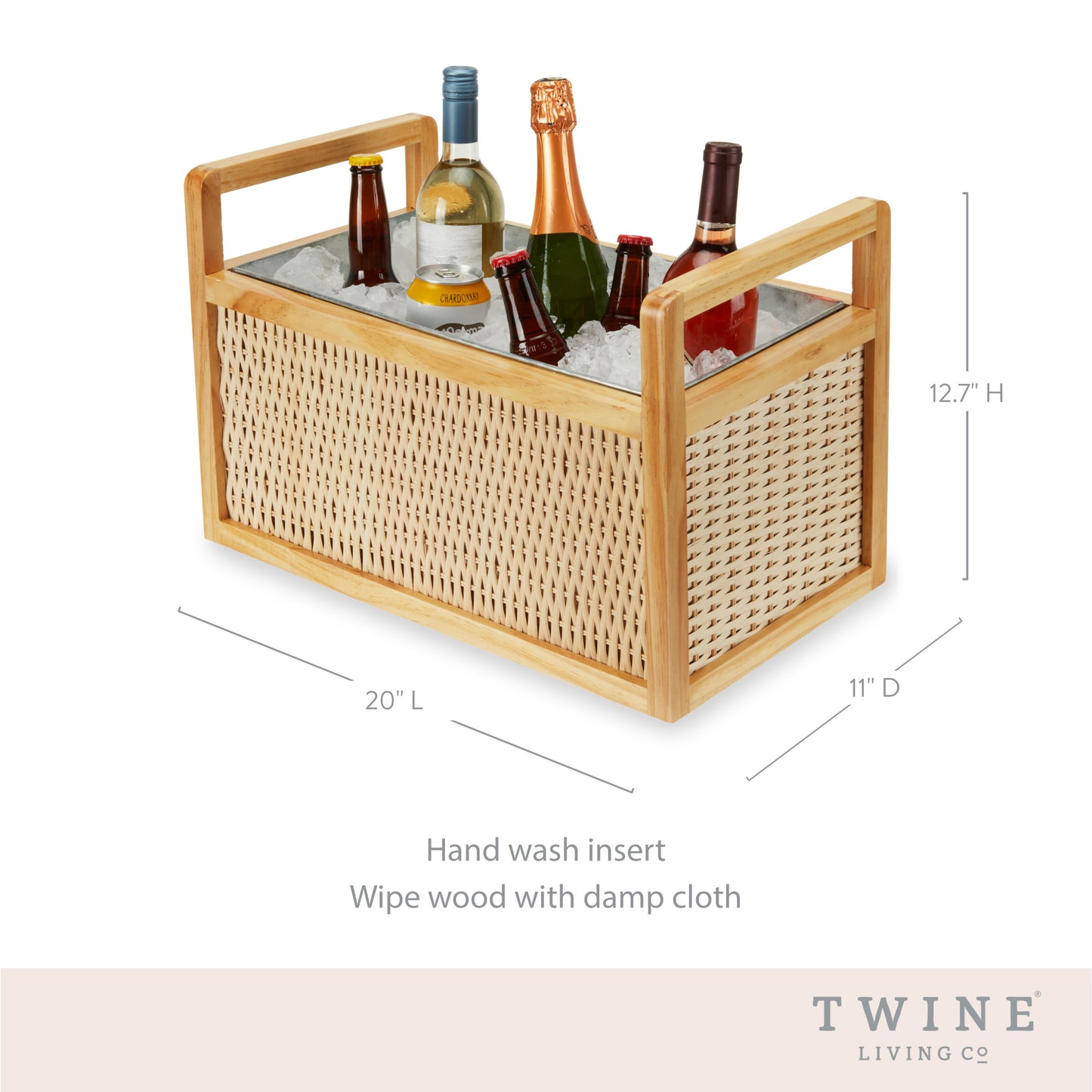 Rattan & Wood Beverage Tub by Twine Living™