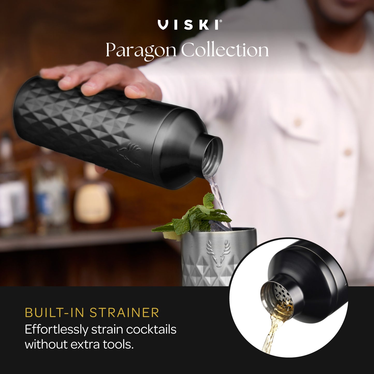 Paragon Stainless Steel Cocktail Shaker in Obsidian Viski