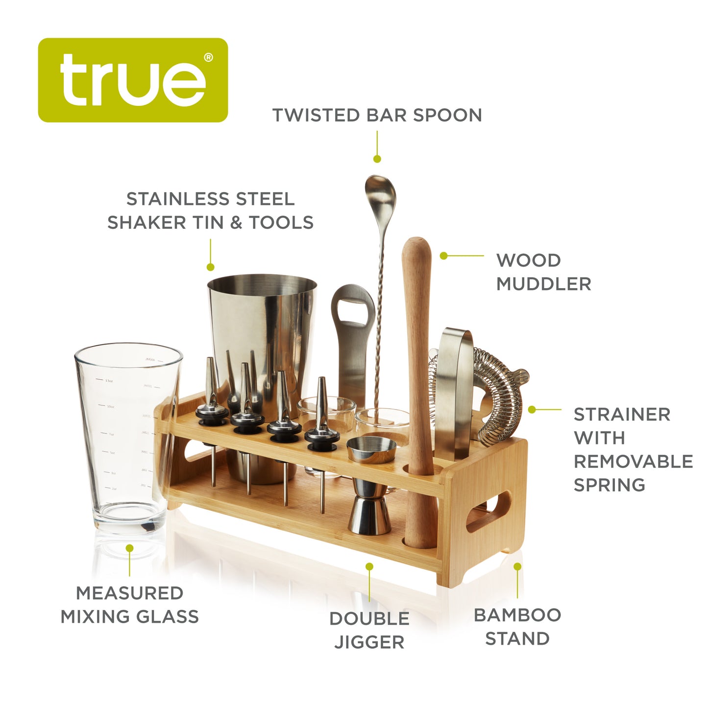 Professional Mixology Kit - Complete 14-Piece Premium Bar Tools Set with Boston Shaker