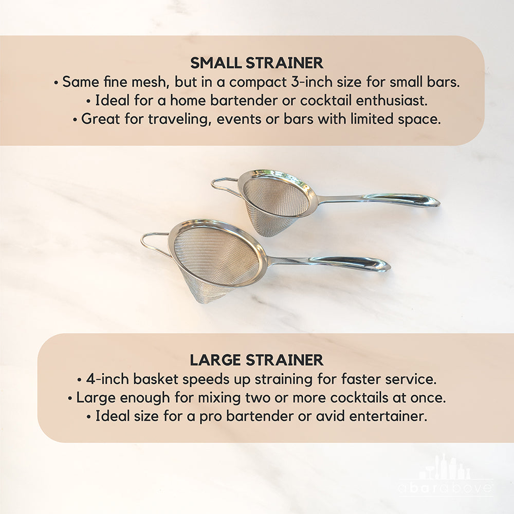 Professional Double-Welded Fine Mesh Strainer - Ultra-Fine Stainless Steel Cocktail Strainer for Crystal-Clear Cocktails