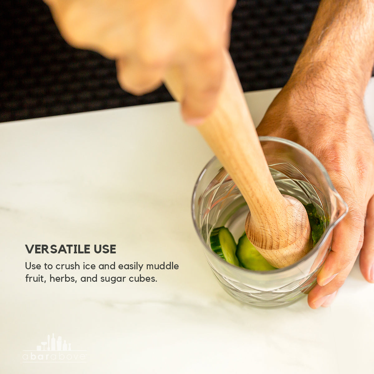Professional 12" Hardwood Cocktail Muddler - Extra Long Ergonomic Bar Muddler for Shaker Tins