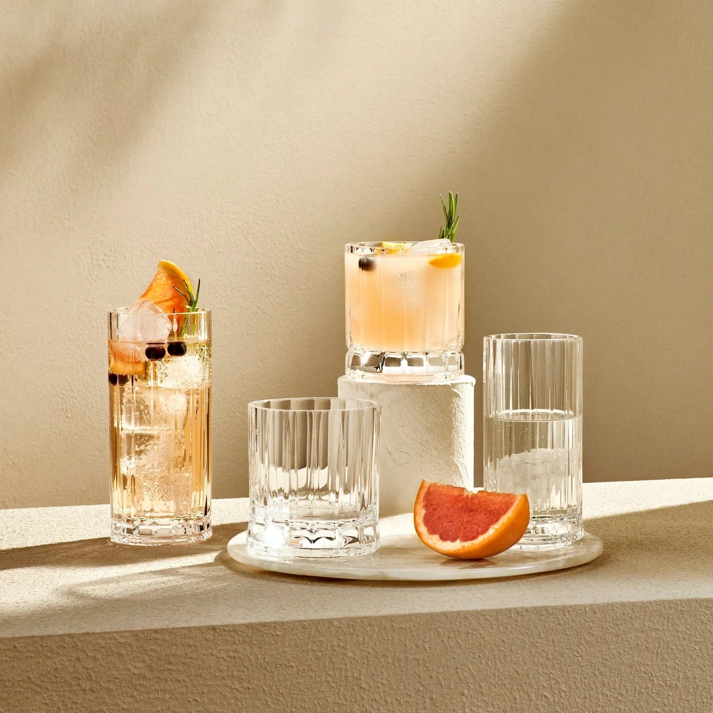 NUDE Wayne Highball Glasses Set of 4 - 12.2oz Crystal Glasses | Barsonist