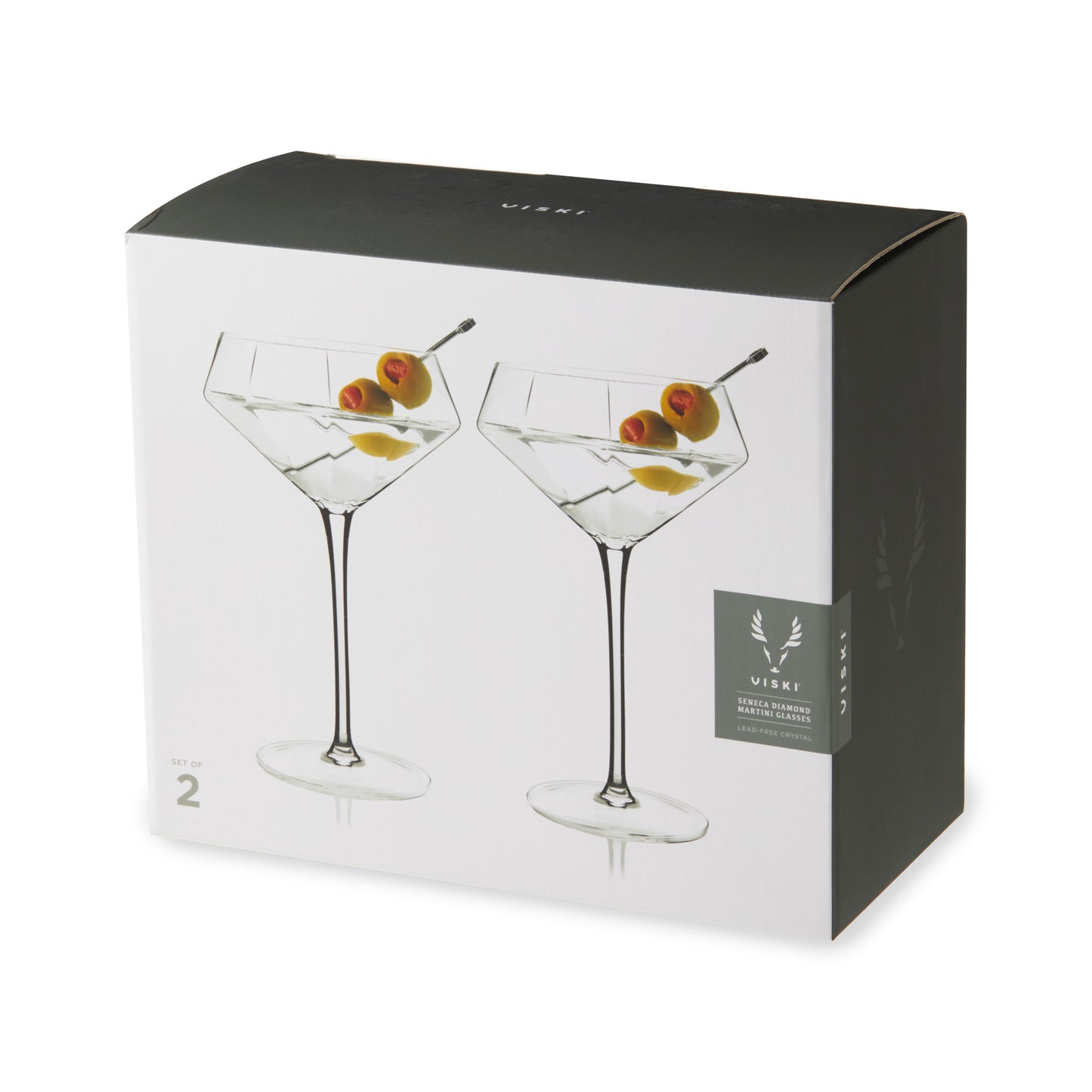 Seneca Crystal Diamond Martini Glasses | Set of 2 | Viski