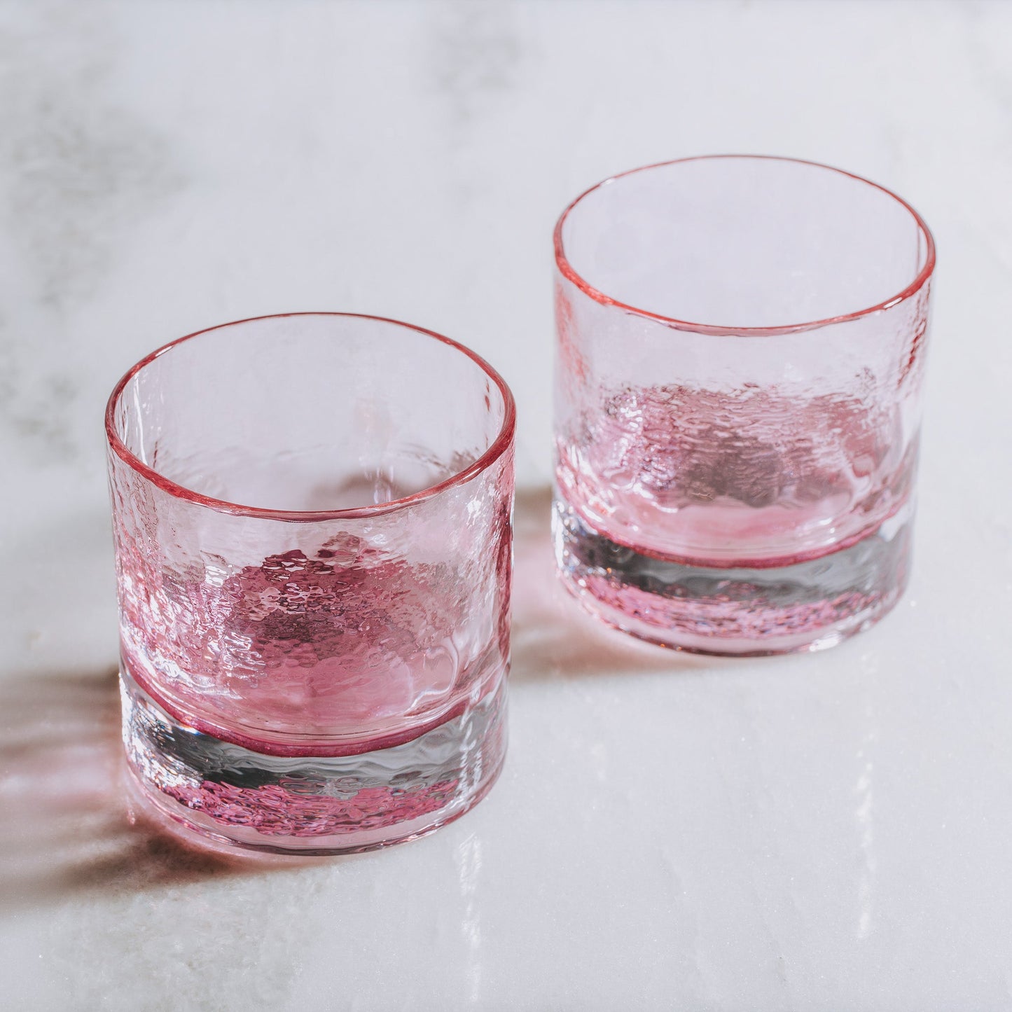 Cherry Blossom Hand-Blown Rocks Glasses - Set of 2 American Crystal | Barsonist
