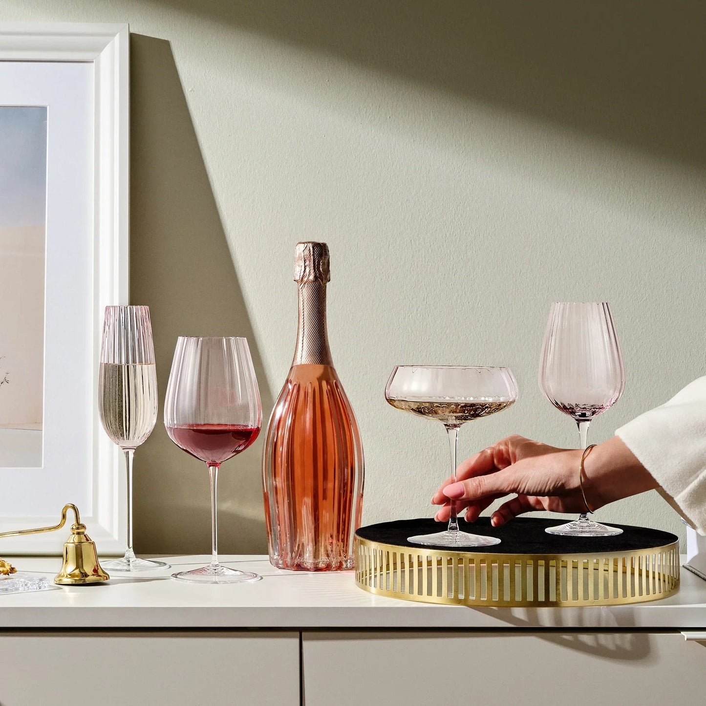NUDE Round Up Dusty Rose White Wine Glasses Set of 2 | Barsonist