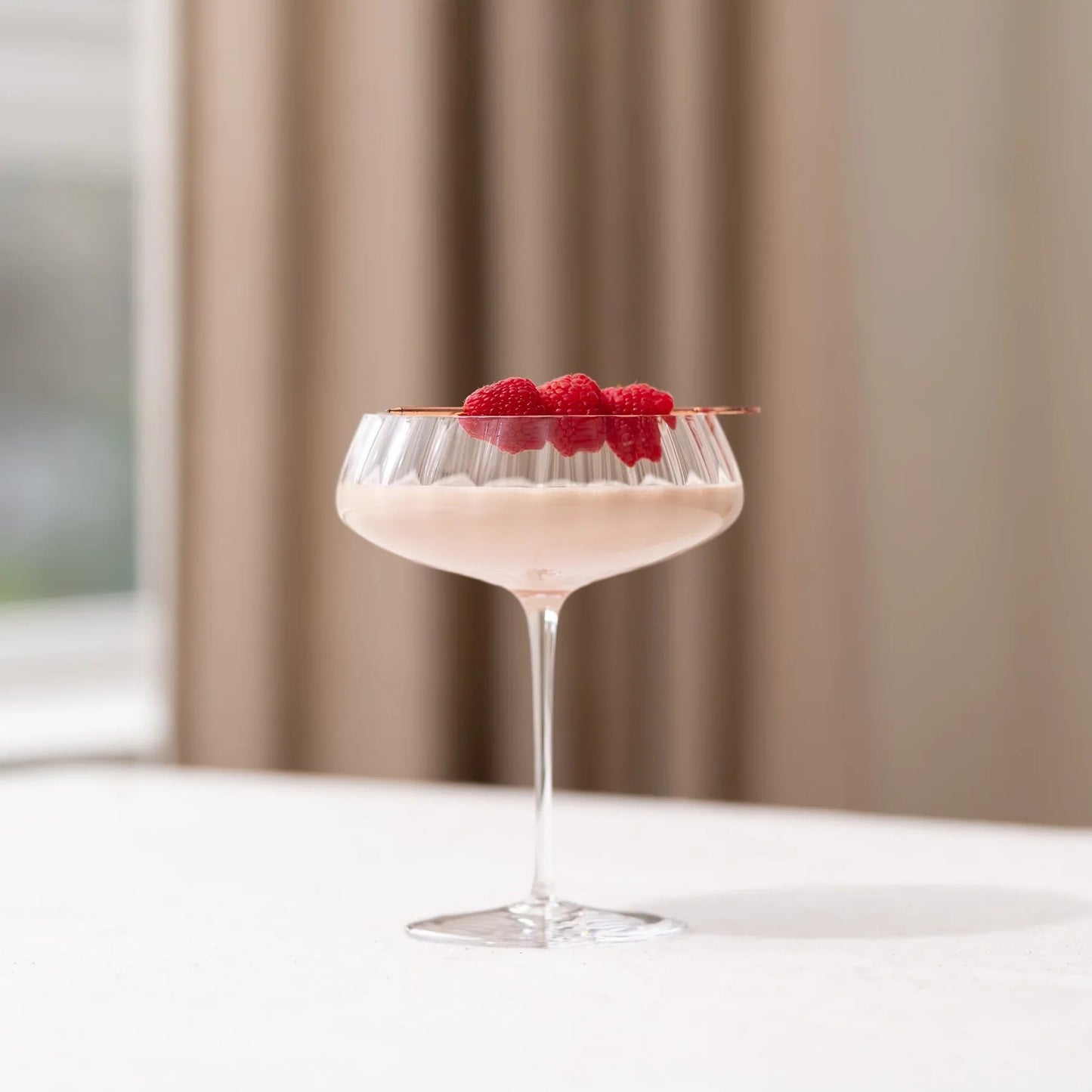 NUDE Round Up Dusty Rose Crystal Coupe Glasses, Set of 2 | Barsonist