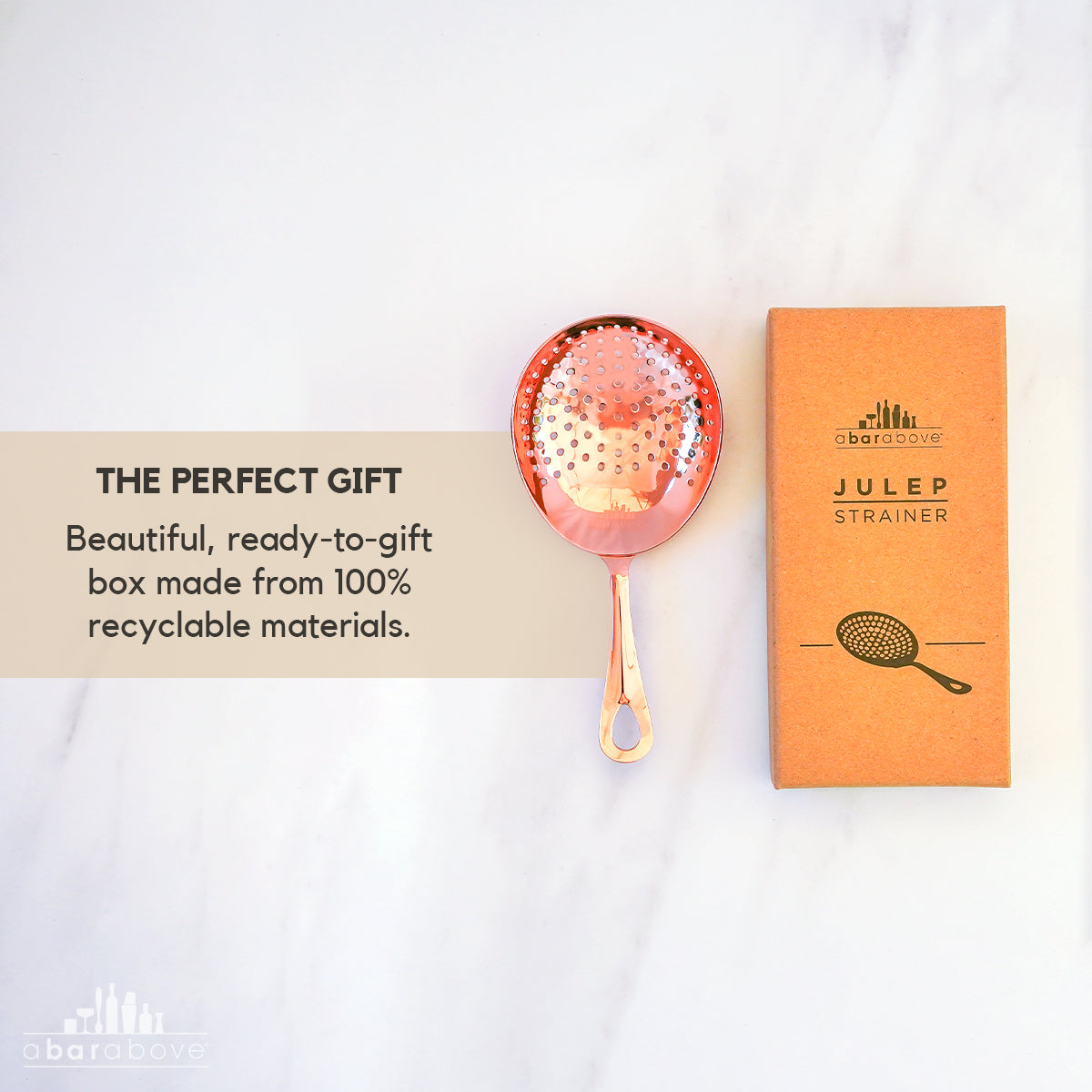 Professional Gold Julep Strainer - Stainless Steel Cocktail Strainer for Stirred Drinks with Reinforced Weld Construction