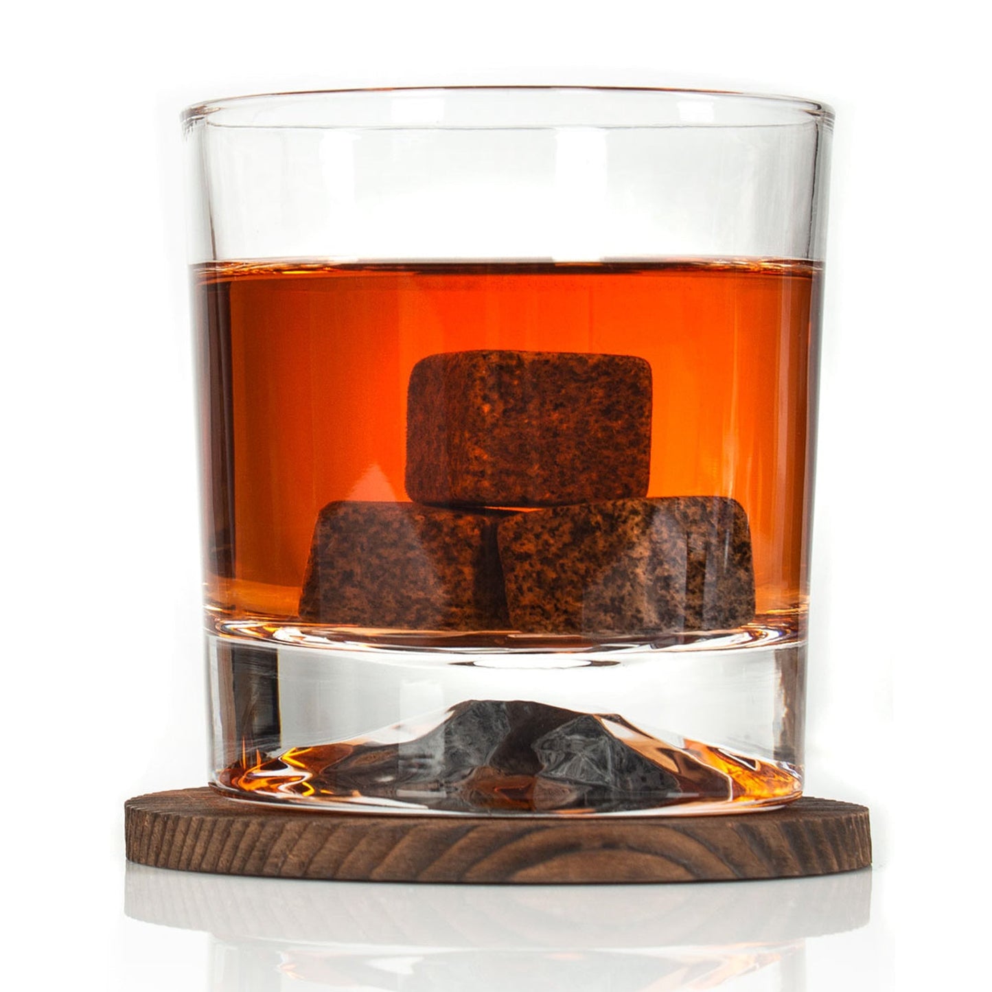Whiskey Glass Set in Gift Wood Box | Push-Up Design Glasses with Whiskey Stones & Coasters | Barsonist