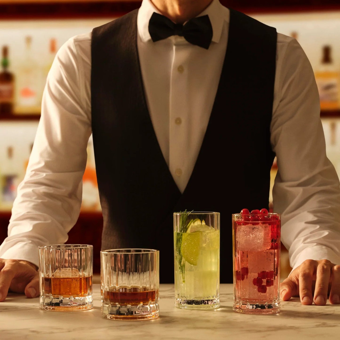 NUDE Wayne Highball Glasses Set of 4 - 12.2oz Crystal Glasses | Barsonist