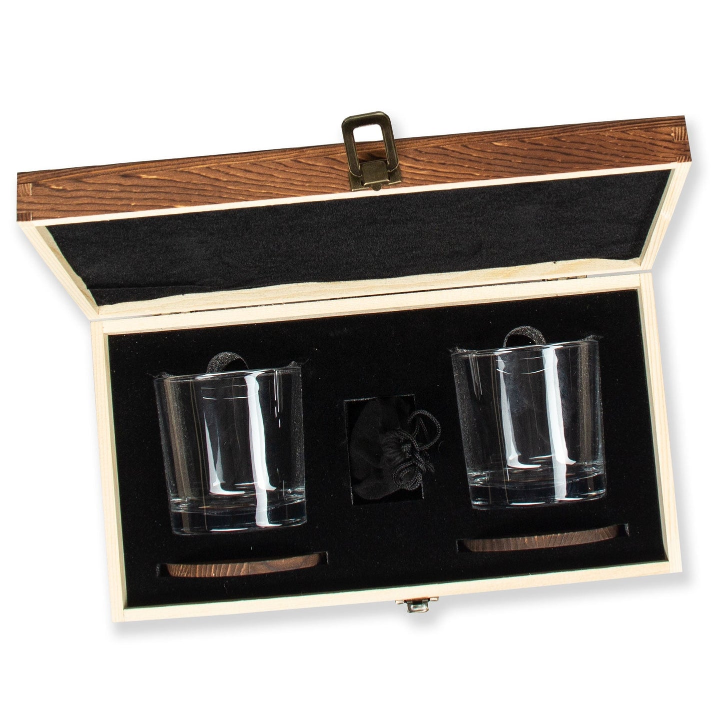 Whiskey Glass Set in Gift Wood Box | Push-Up Design Glasses with Whiskey Stones & Coasters | Barsonist