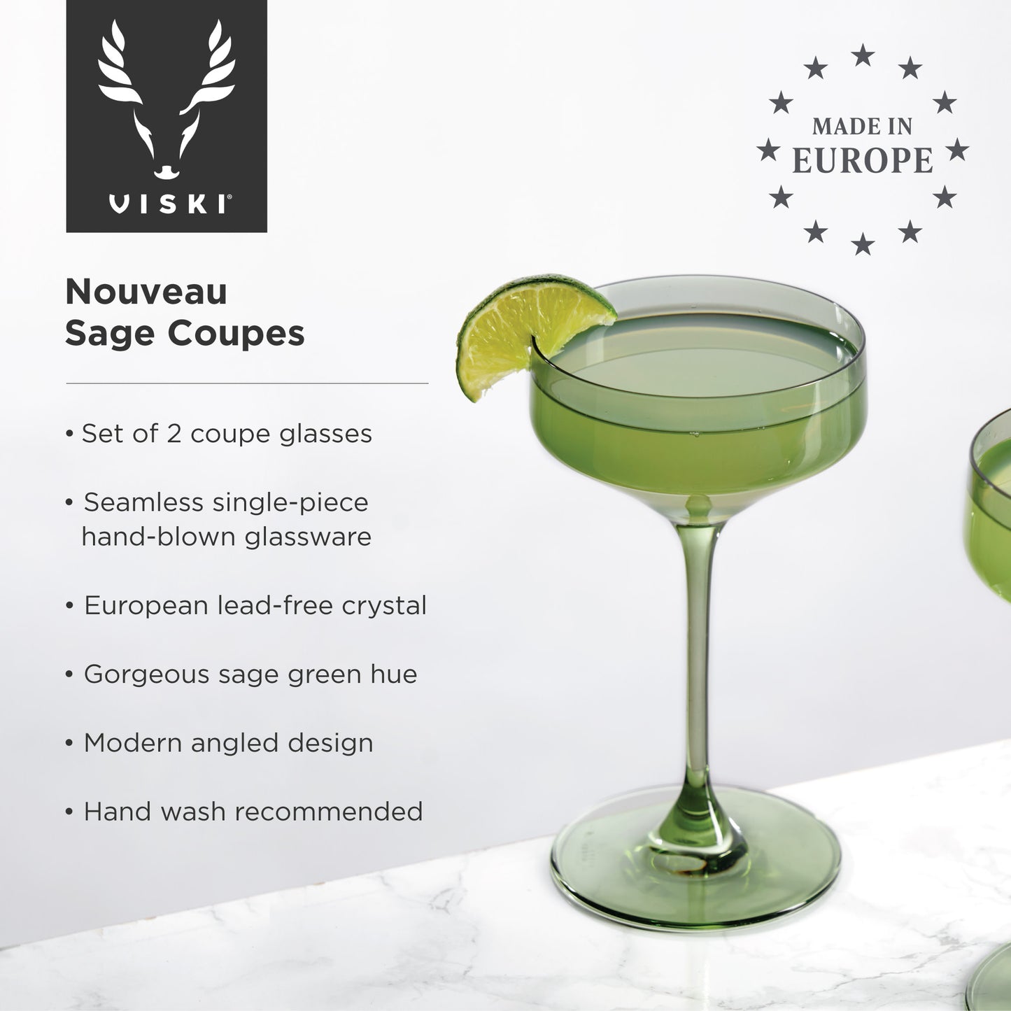Reserve Nouveau Sage Coupe Glasses Viski® (Set of 2)