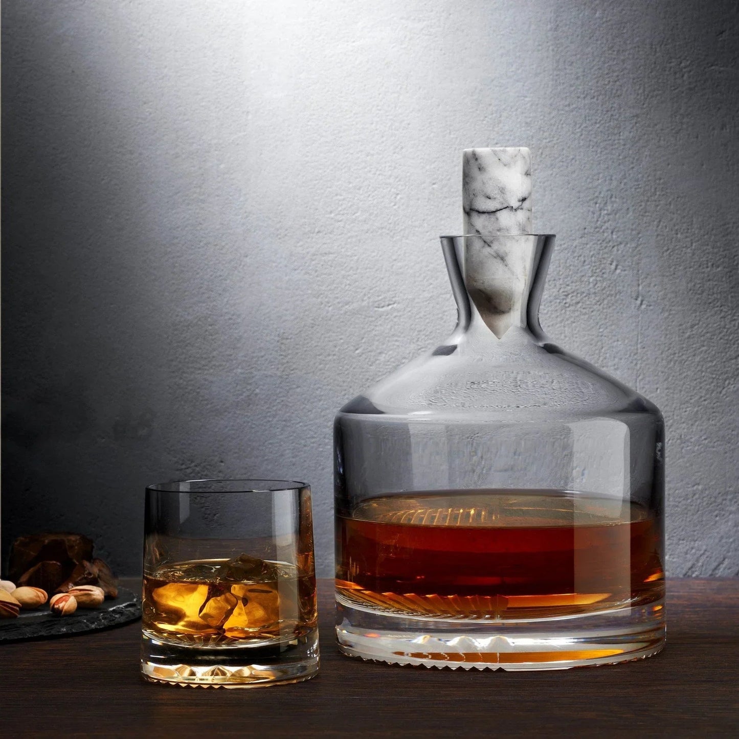 NUDE Alba Whiskey Decanter and Glass Gift Set, Lead-Free Crystal by Joe Doucet | Barsonist