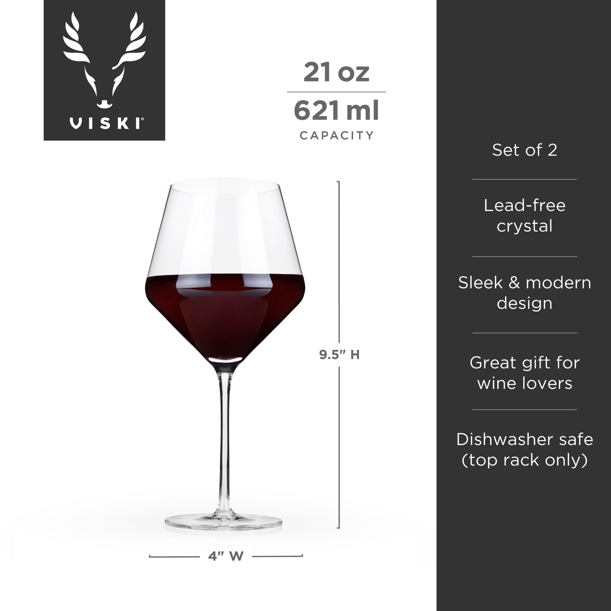 Raye Crystal Angled Burgundy Glasses Viski® (Set of 2)