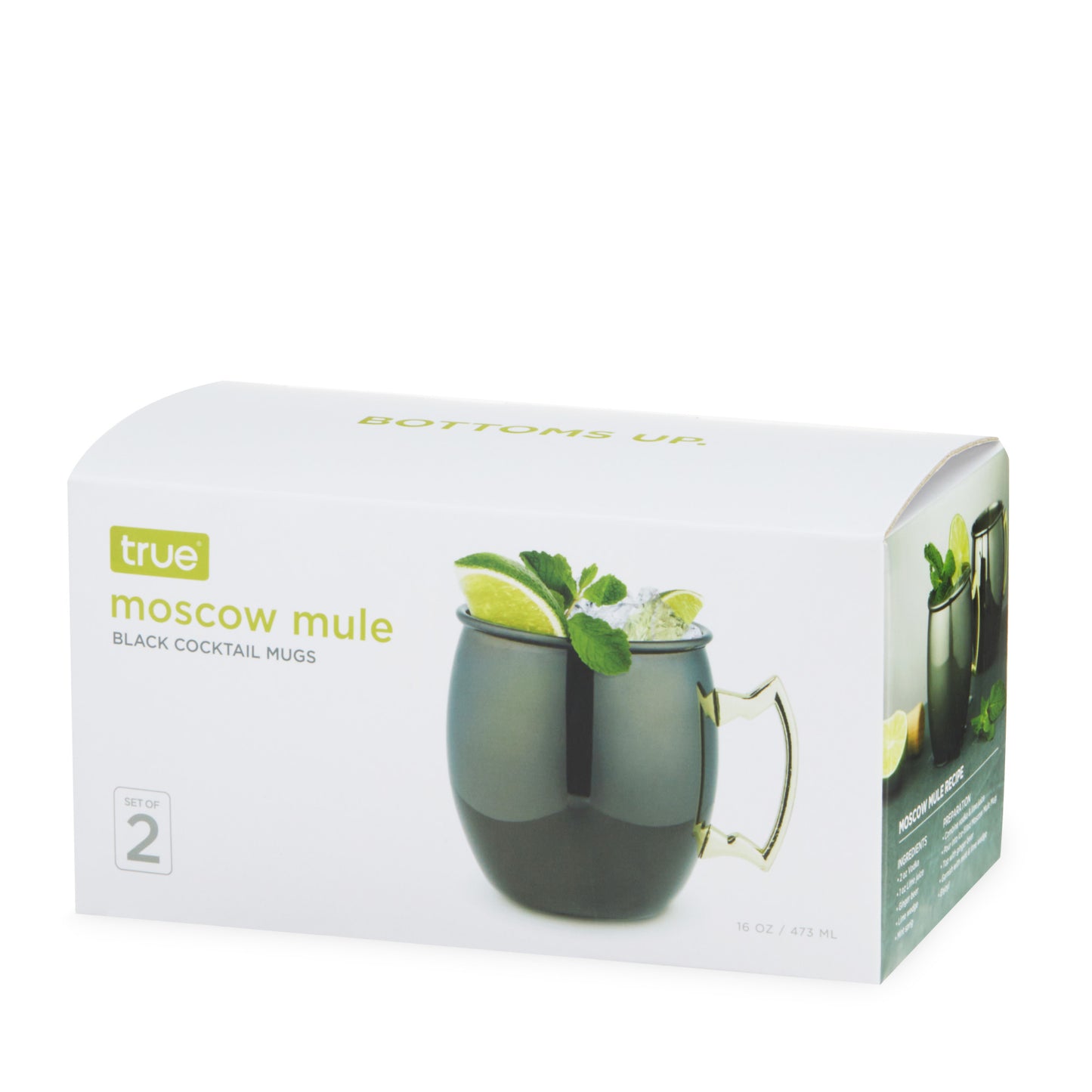 Black Moscow Mules with Gold True (Set of 2)