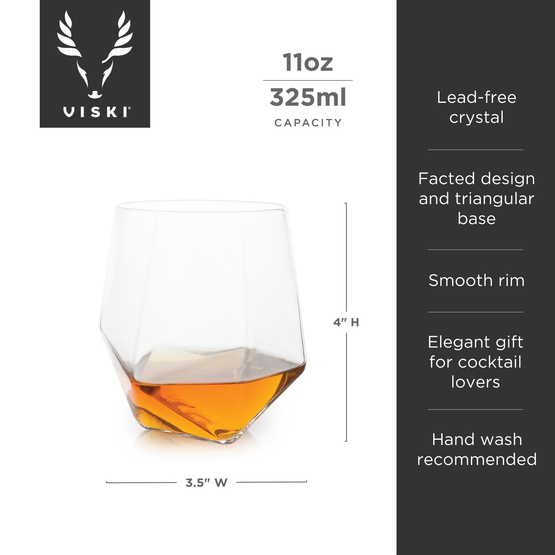 Seneca Crystal Faceted Tumblers by Viski | Set of 2 | Barsonist