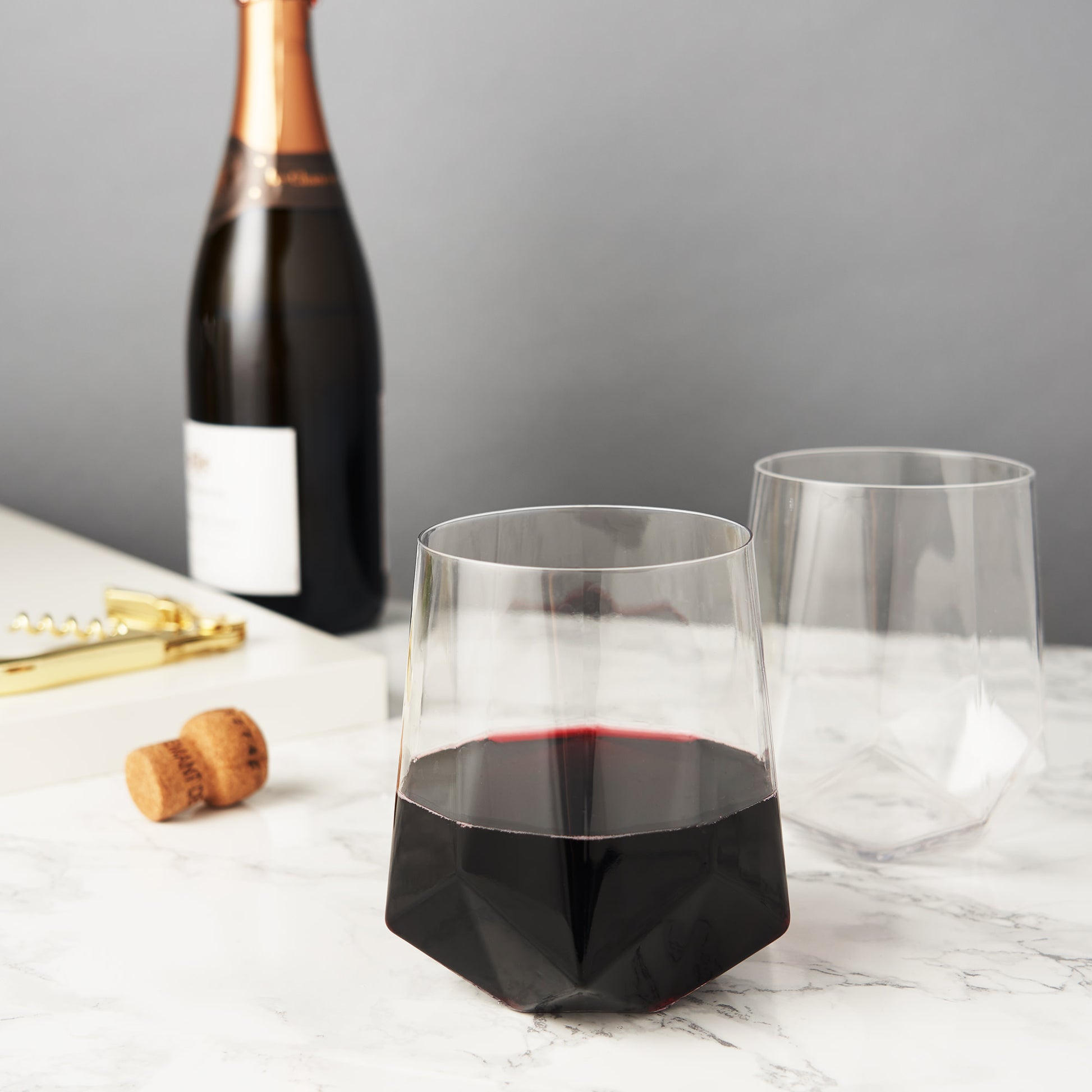 Seneca Crystal Faceted Wine Glasses Viski® (Set of 2)