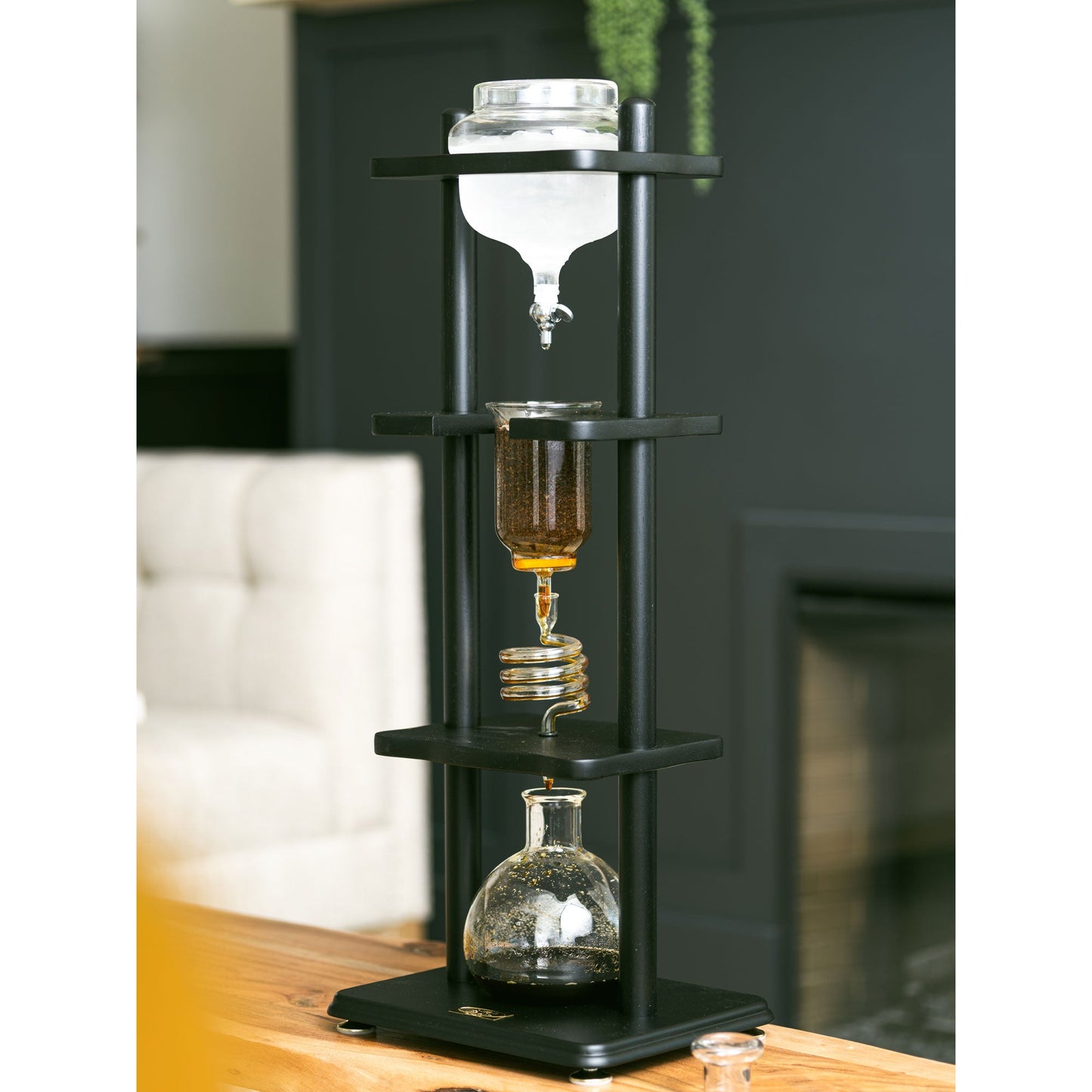 Yama Glass Cold Brew Tower – Black Frame, 32 oz | Barsonist