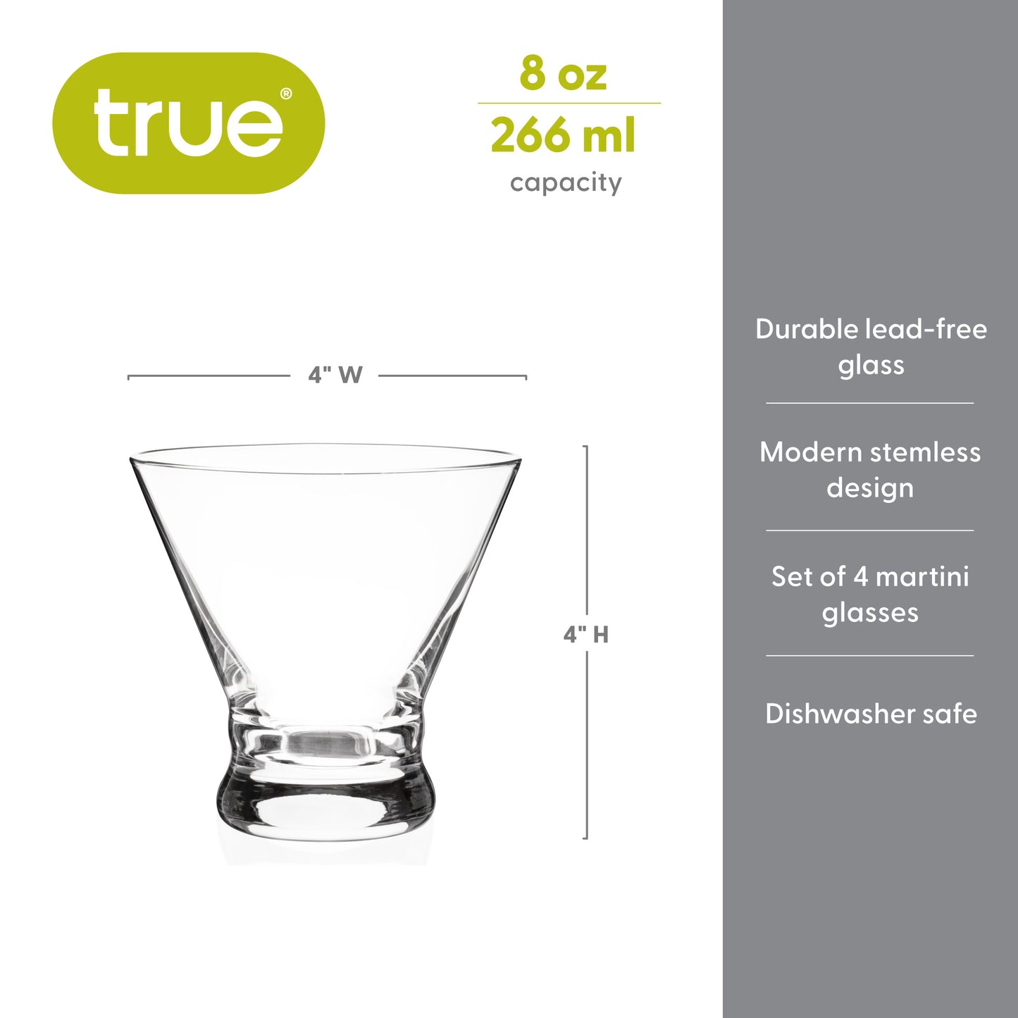 Juniper Martini Glasses, Set of 4 by True