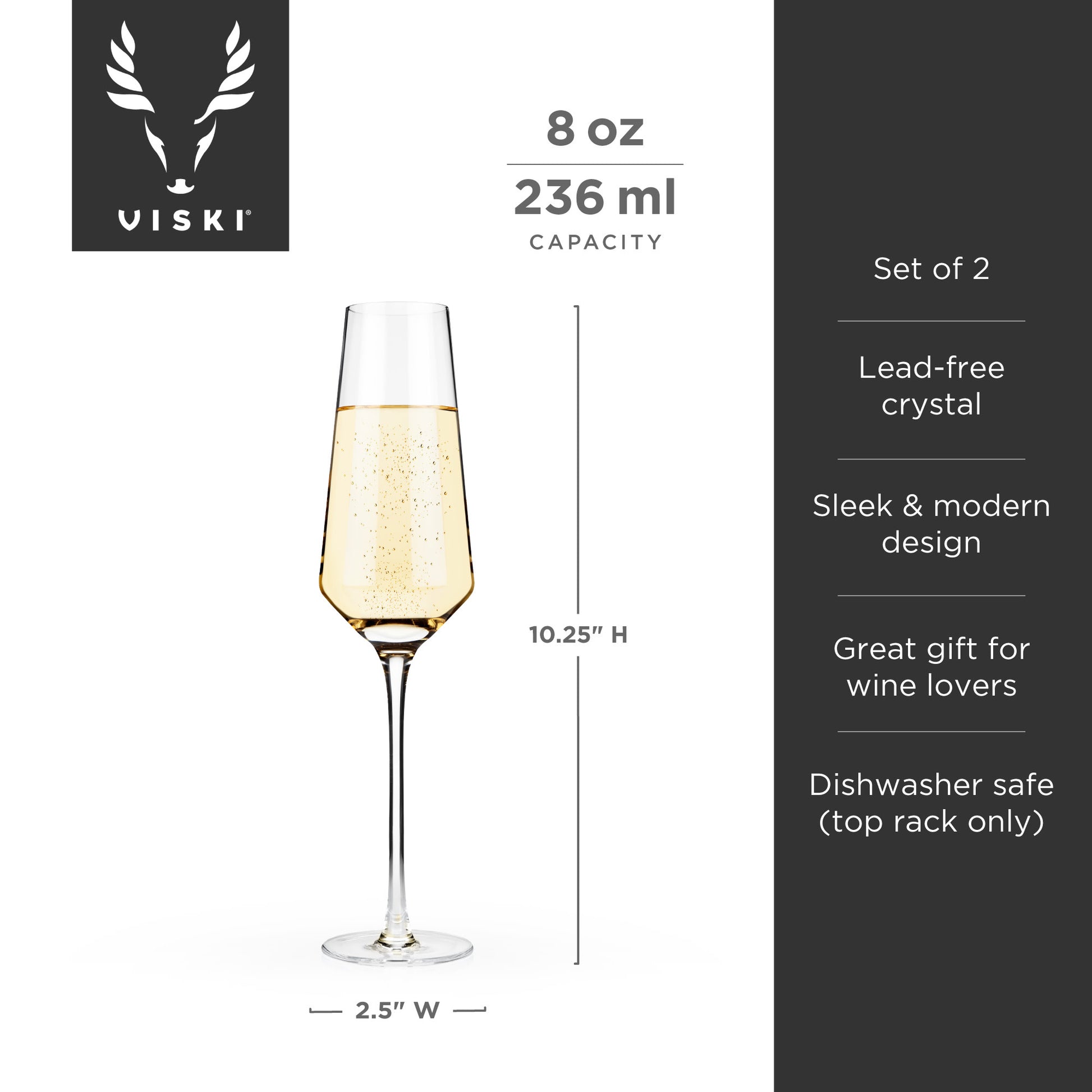 Raye Crystal Angled Champagne Flutes Viski® (Set of 2)
