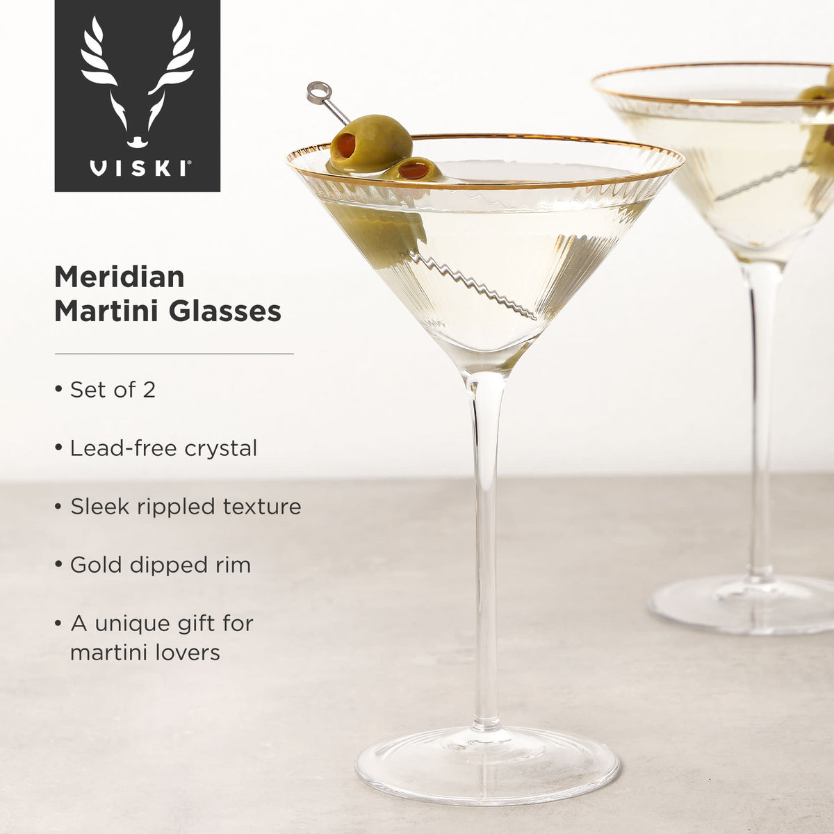 Meridian Crystal Martini Glasses Viski® (Set of 2)