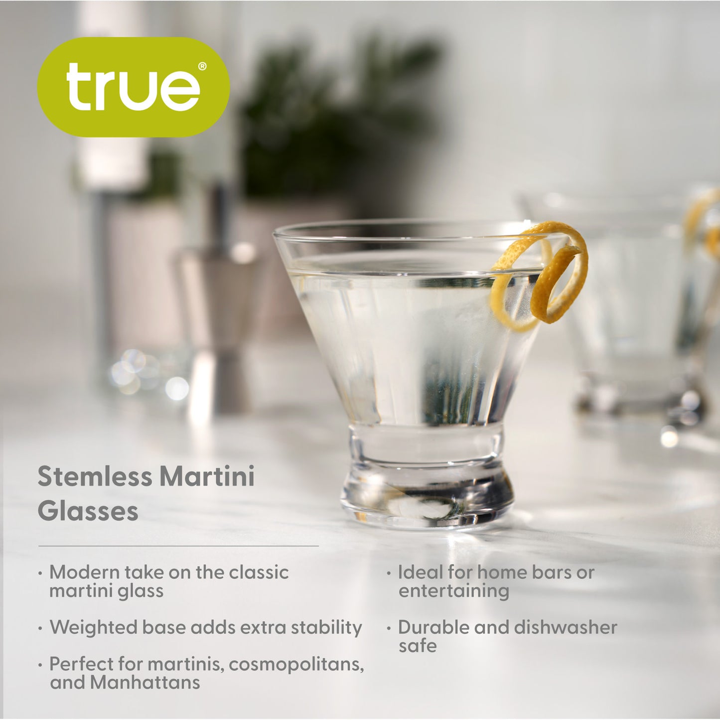 Juniper Martini Glasses, Set of 4 by True