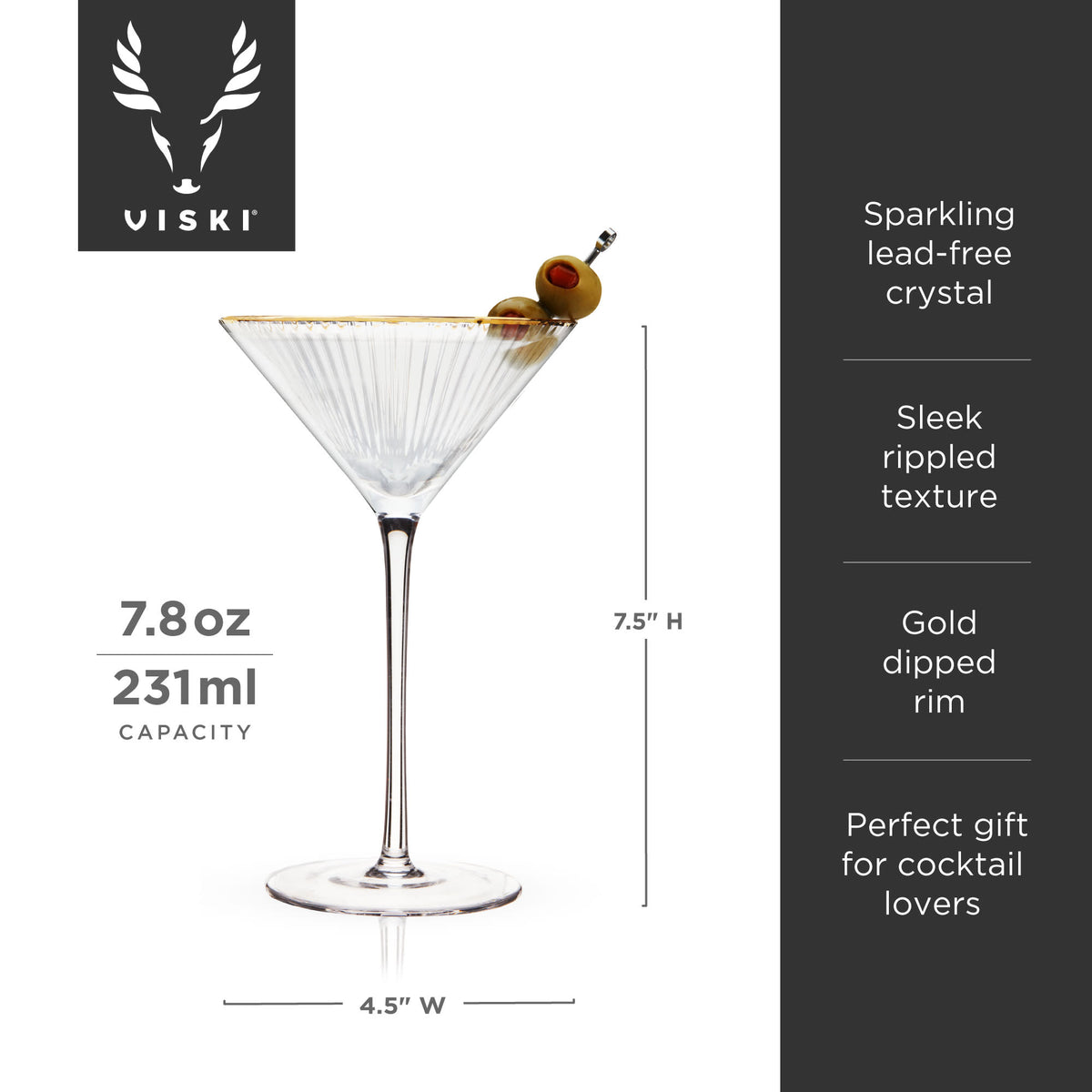 Meridian Crystal Martini Glasses Viski® (Set of 2)