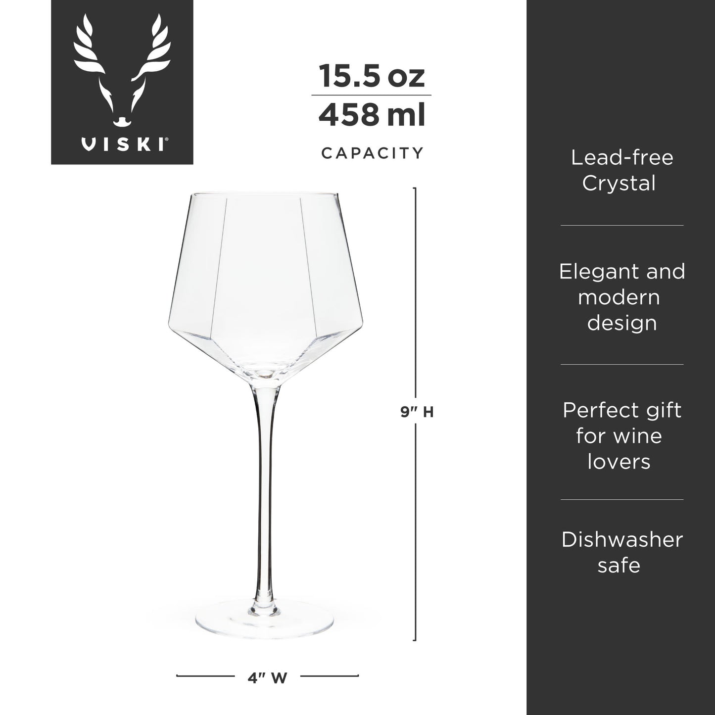 Seneca Crystal Wine Glasses by Viski, Set of 2 | Barsonist
