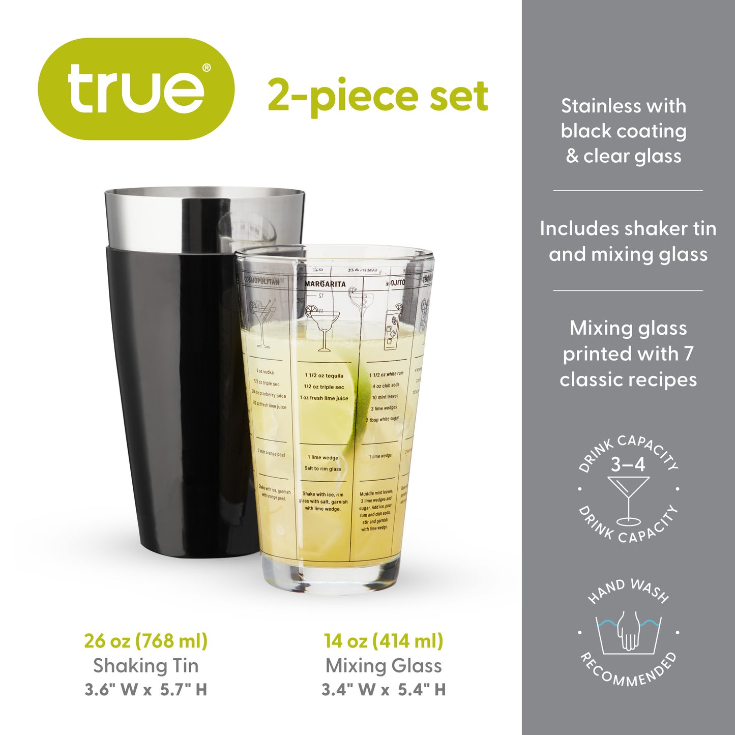 Boston Shaker with Recipes by True