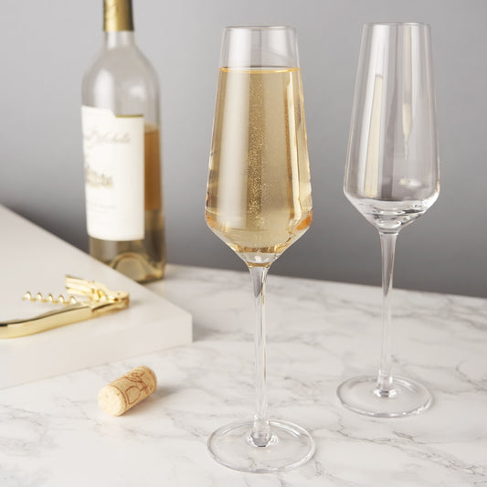 Raye Crystal Angled Champagne Flutes Viski® (Set of 2)