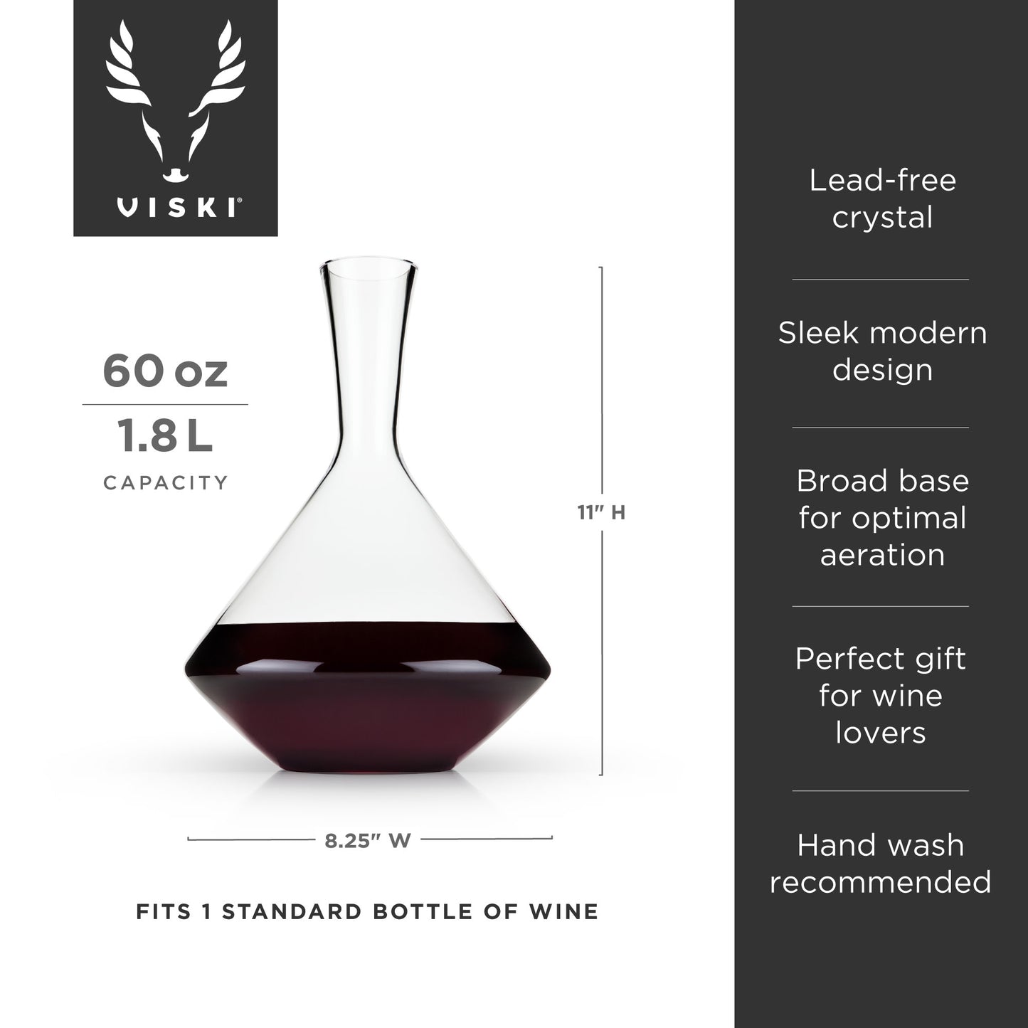 Raye 60 oz Crystal Angled Wine Decanter by Viski | Barsonist