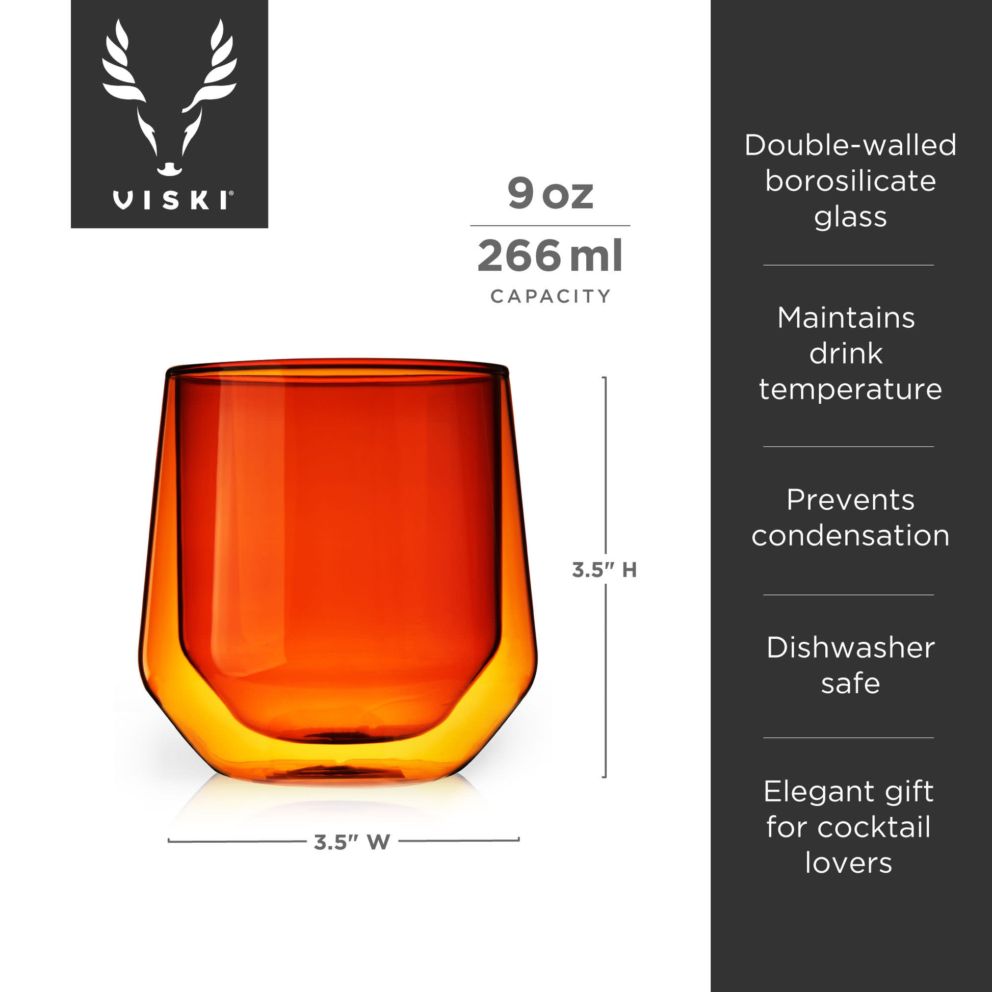 Aurora Double Walled Amber Tumblers Viski® (Set of 2)