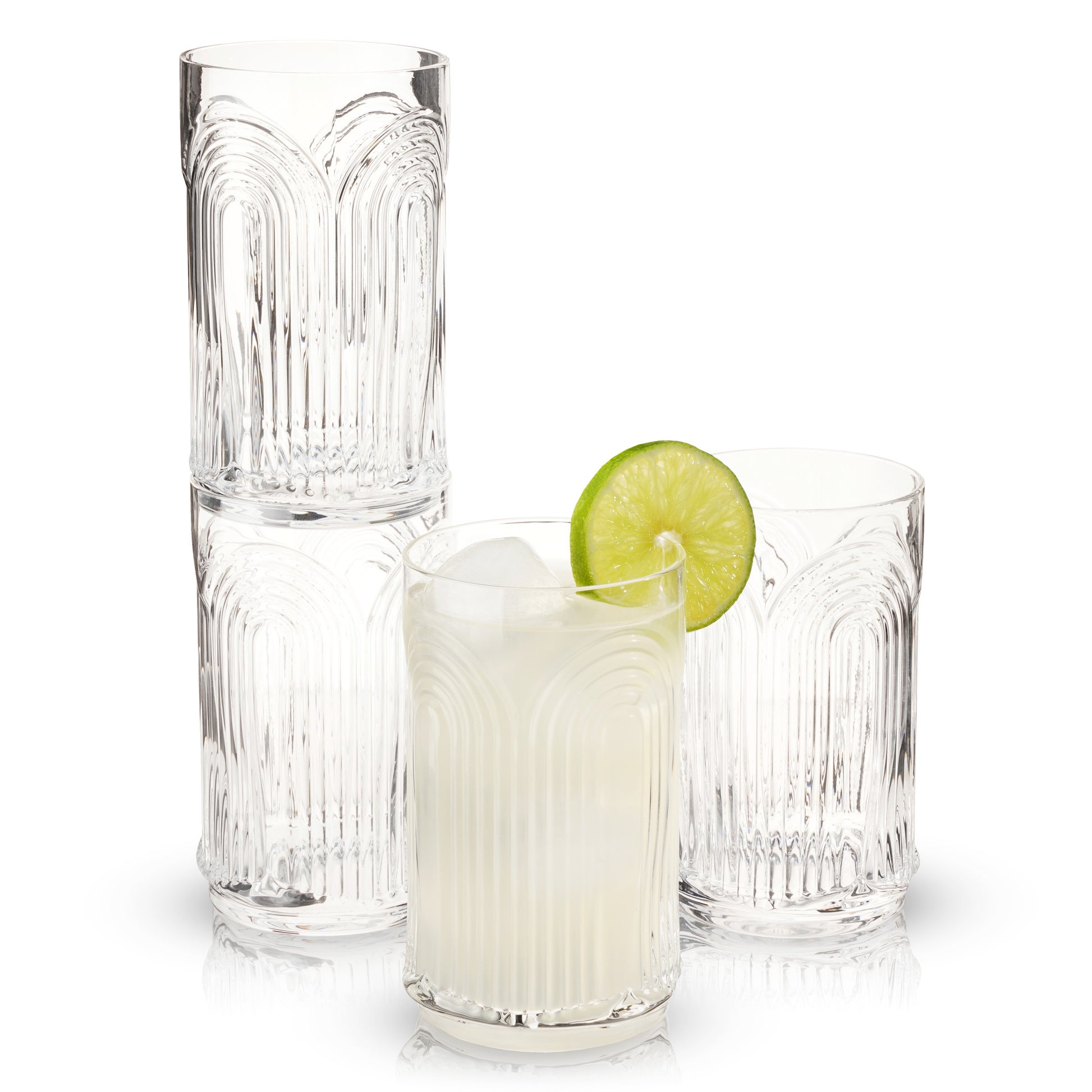 Deco Beau Crystal Highball Glasses Viski® (Set of 4)