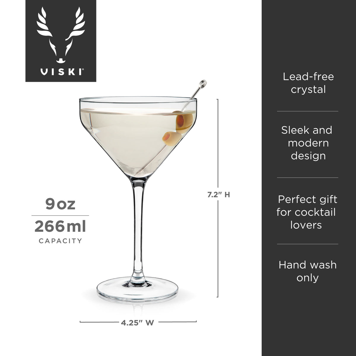 Raye Angled Crystal Martini Glasses Viski® (Set of 2)