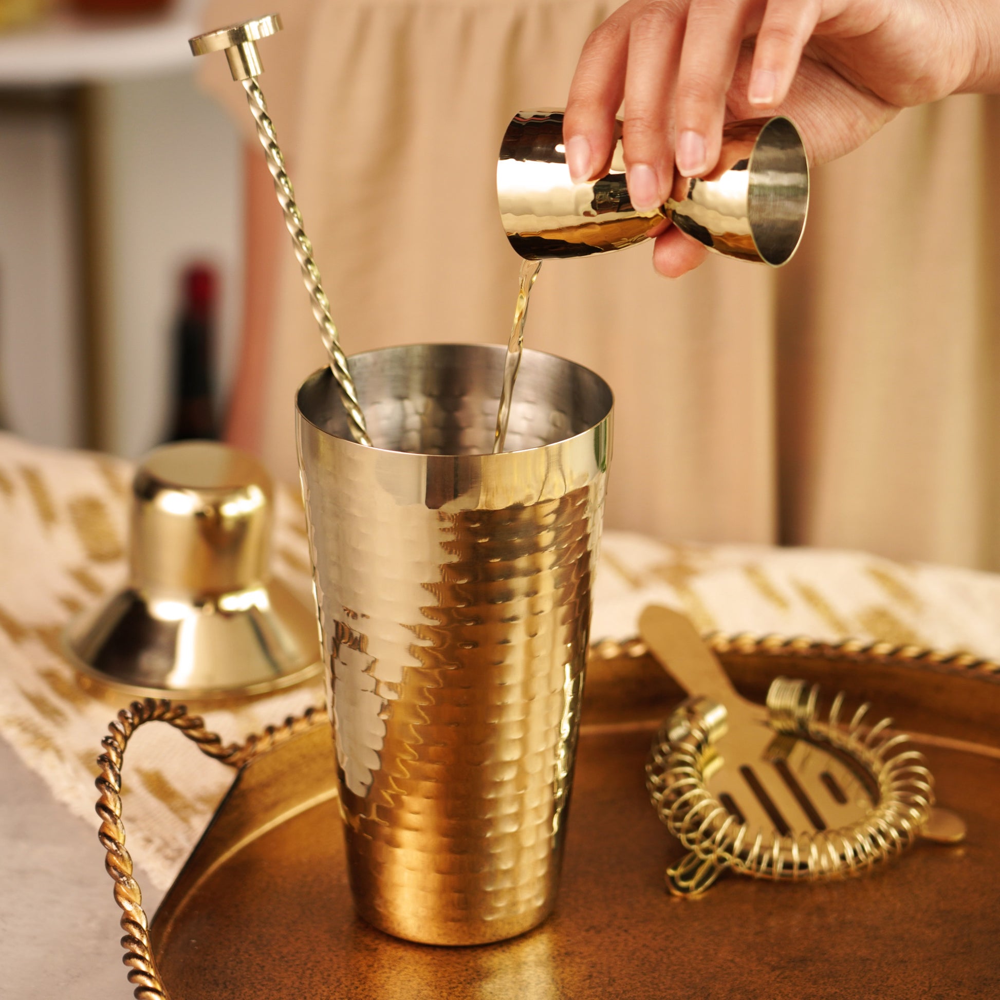 Gold Hammered Barware Set Twine®