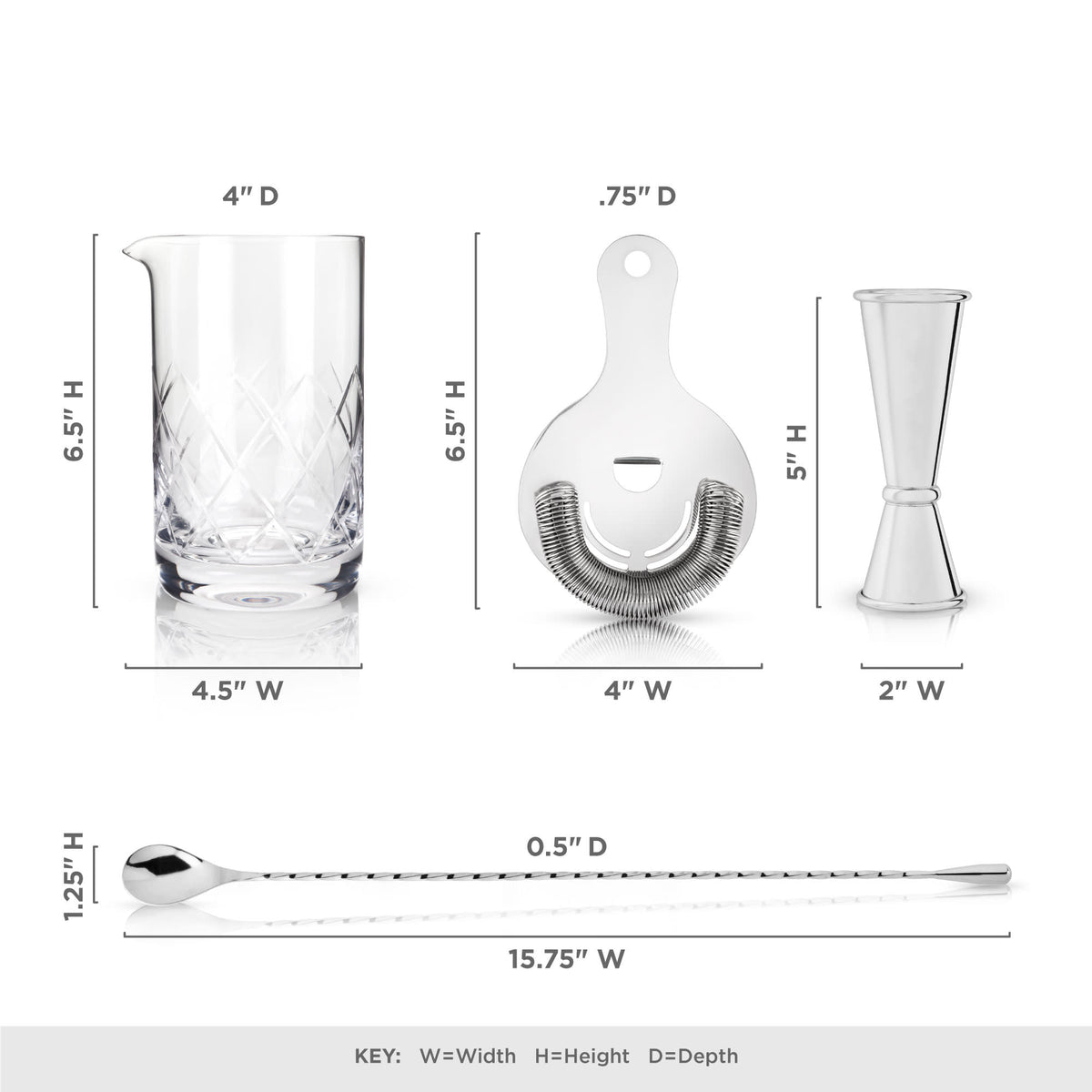 4 Piece Stainless Steel Mixologist Barware Set Viski®