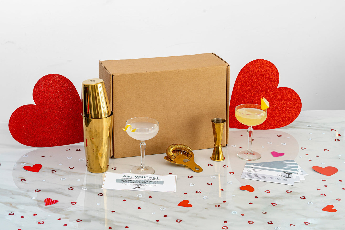 Craft Cocktail Date Night Box - Complete Bar Set with Coupe Glasses, Recipe Cards & Exclusive Online Course