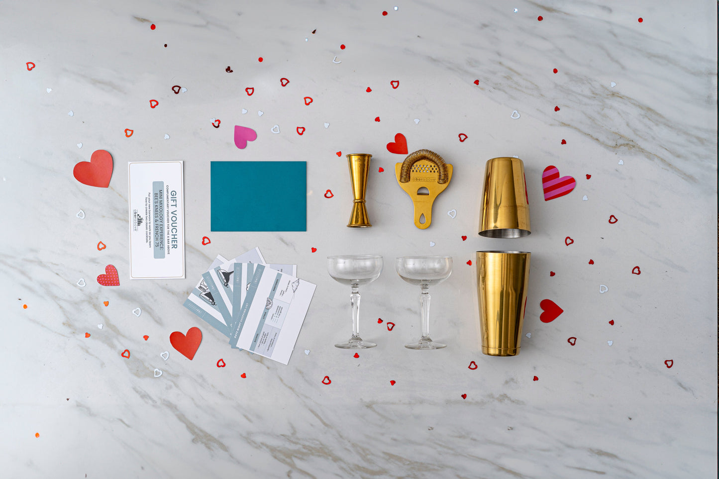 Craft Cocktail Date Night Box - Complete Bar Set with Coupe Glasses, Recipe Cards & Exclusive Online Course