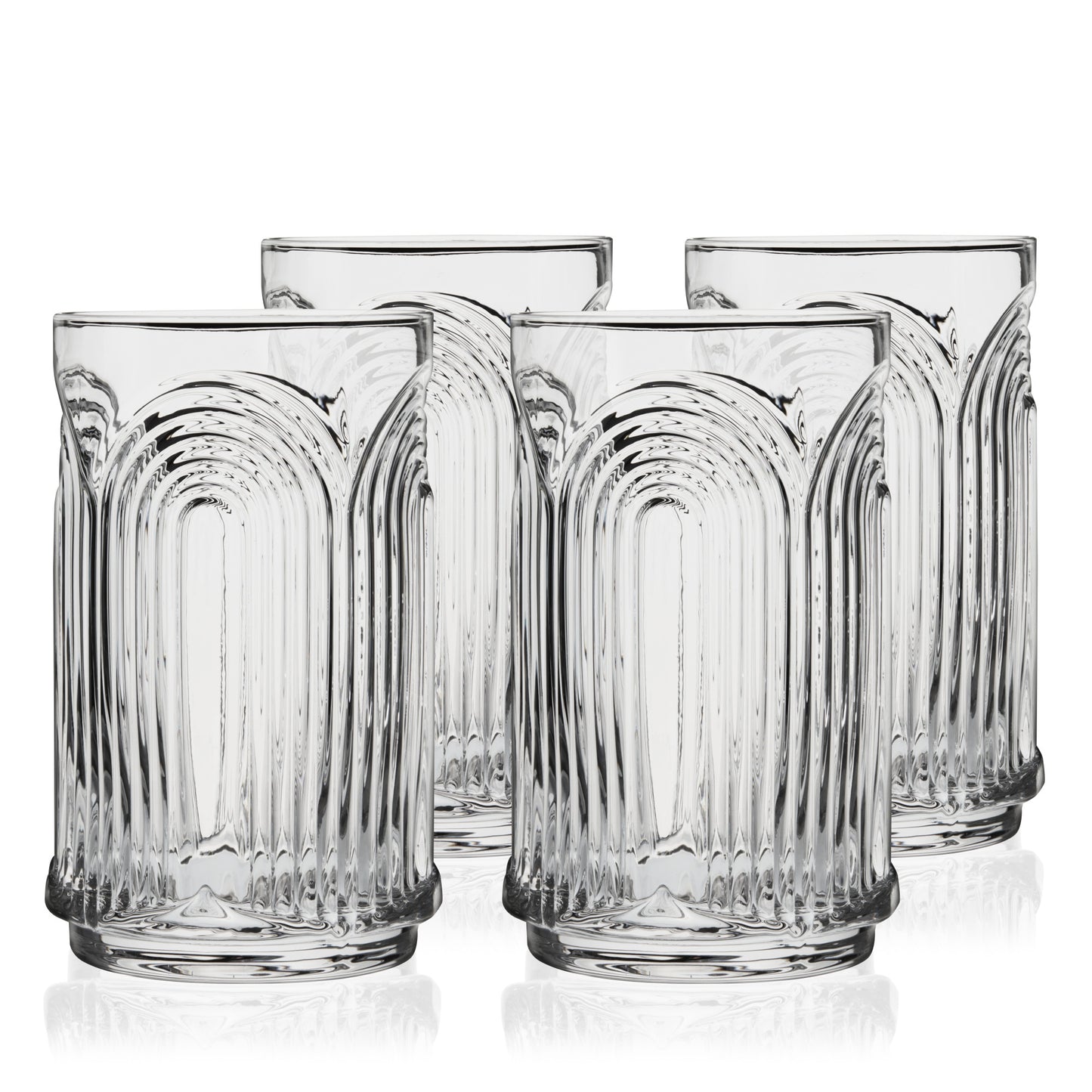 Deco Beau Crystal Highball Glasses Viski® (Set of 4)