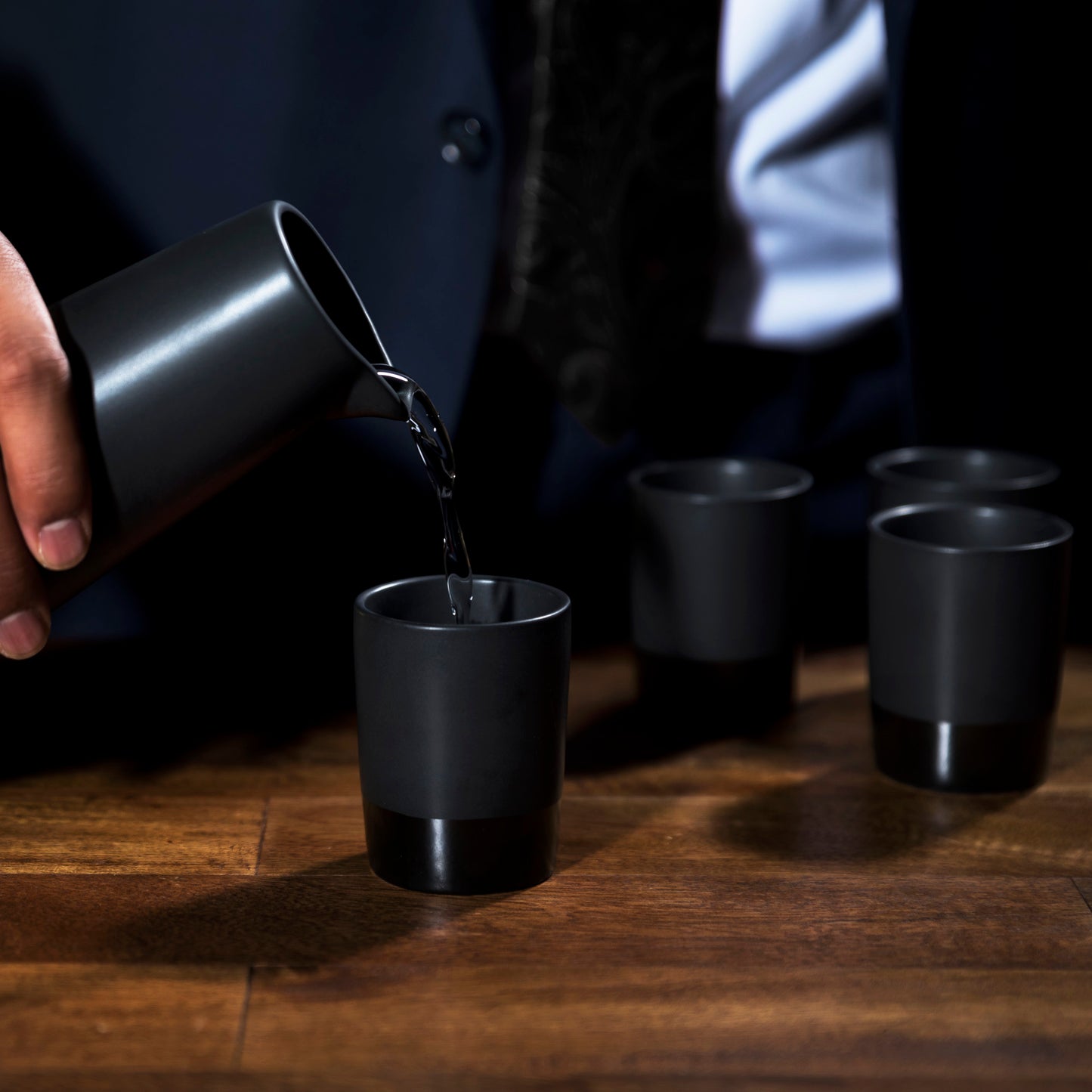 5 Piece Black Stoneware Sake Set Viski®