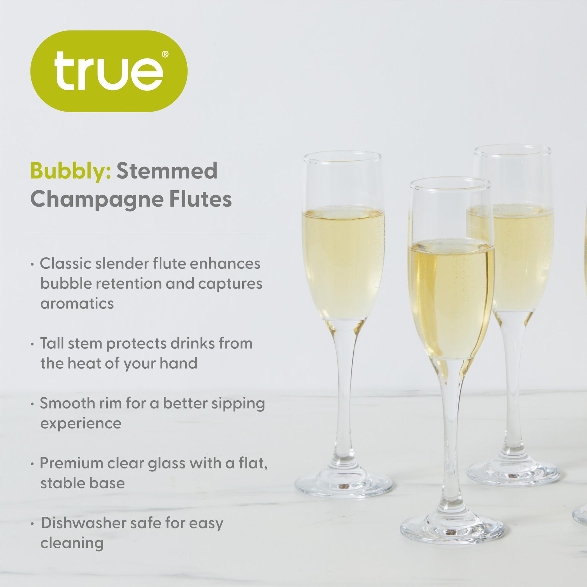 Stemmed Champagne Flutes set of 6 by True