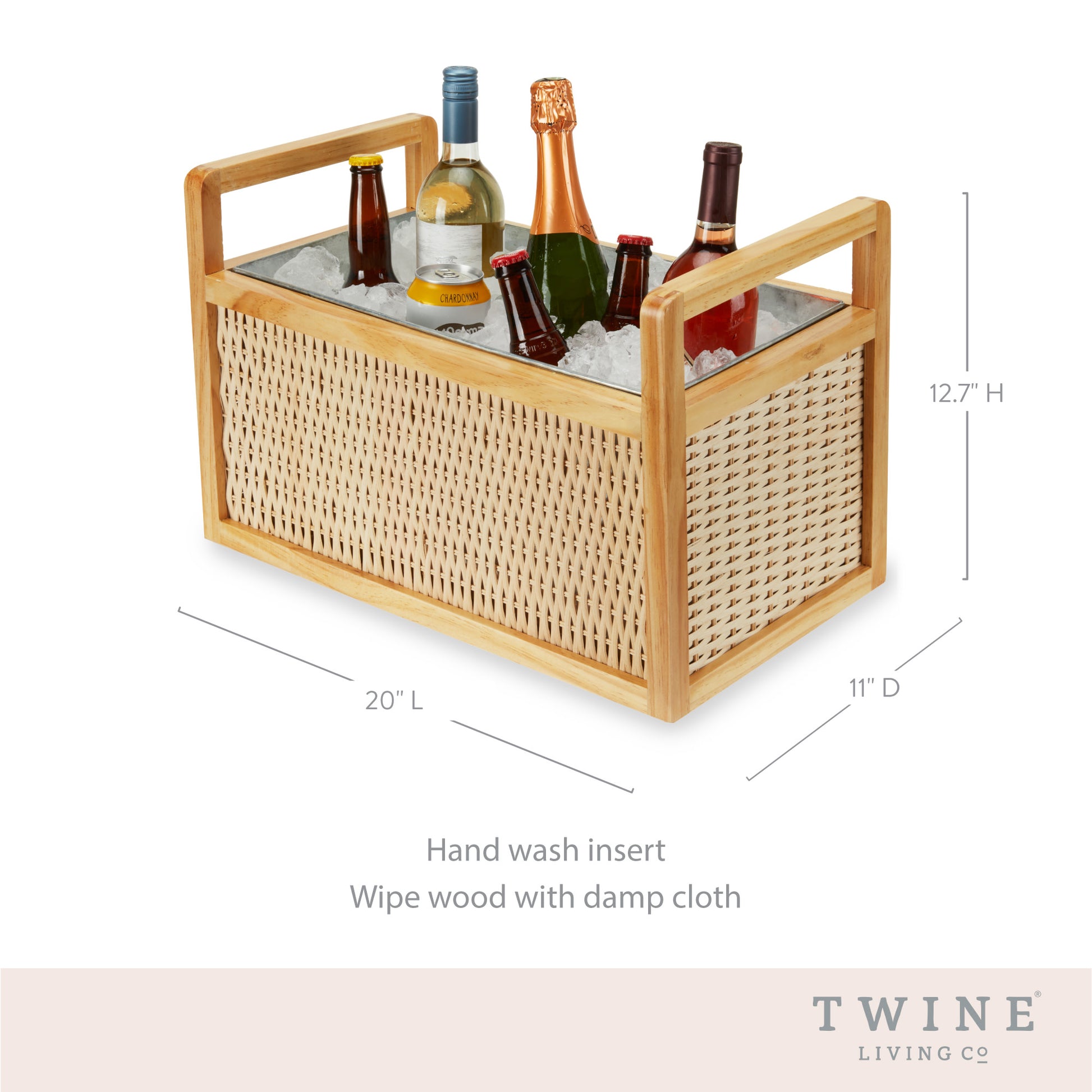 Rattan & Wood Beverage Tub by Twine Living™