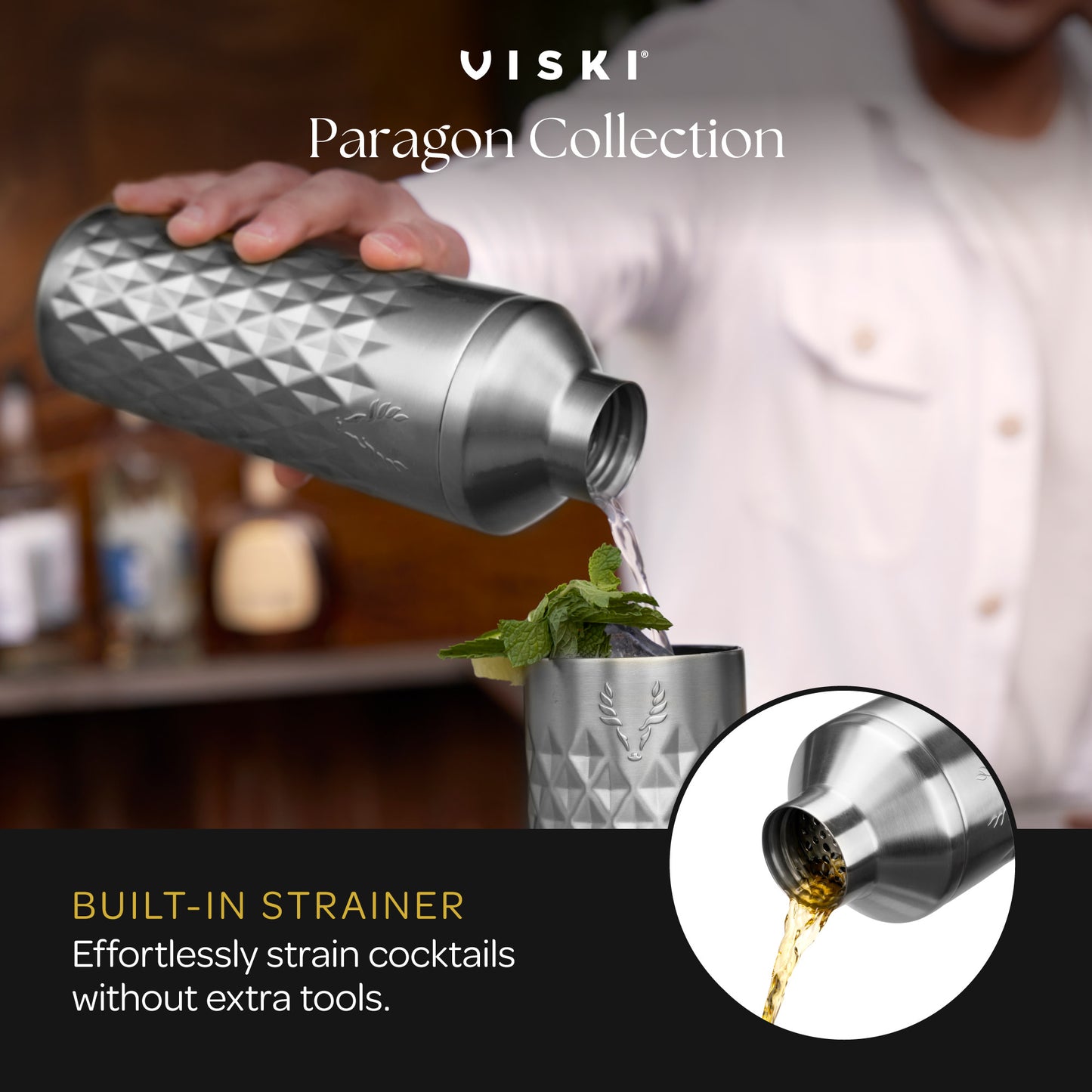 Paragon Platinum Double-Walled Cocktail Shaker by Viski | Barsonist