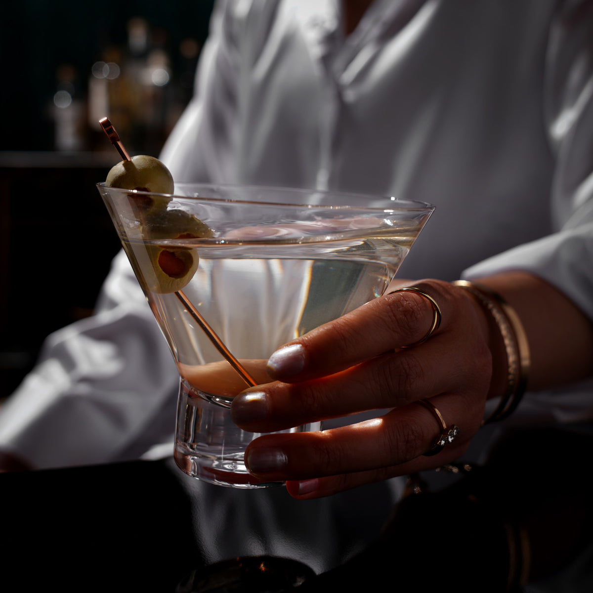 Raye Heavy Base Crystal Stemless Martini Glasses Viski®