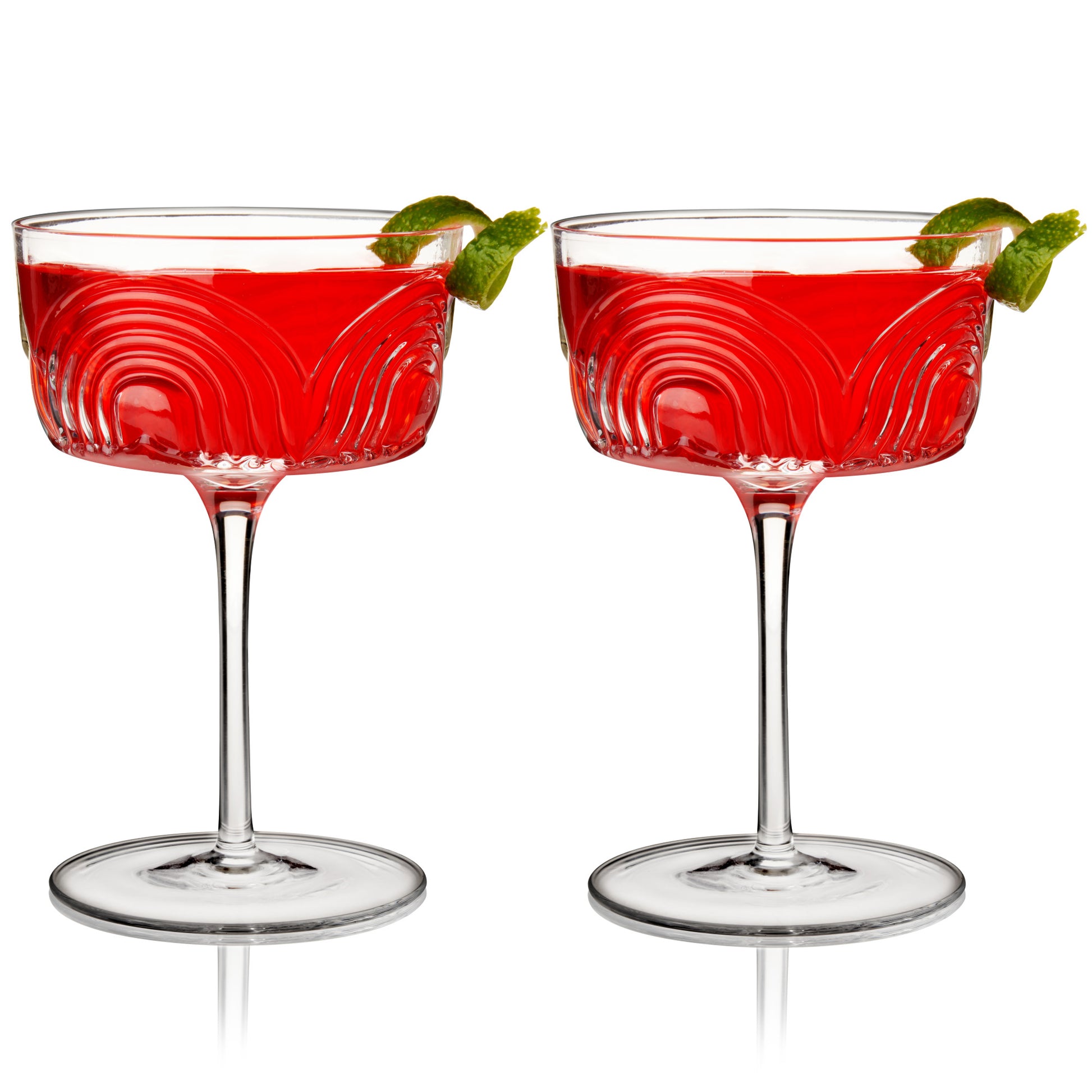Deco Beau Crystal Coupe Glasses by Viski, Set of 2 | Barsonist