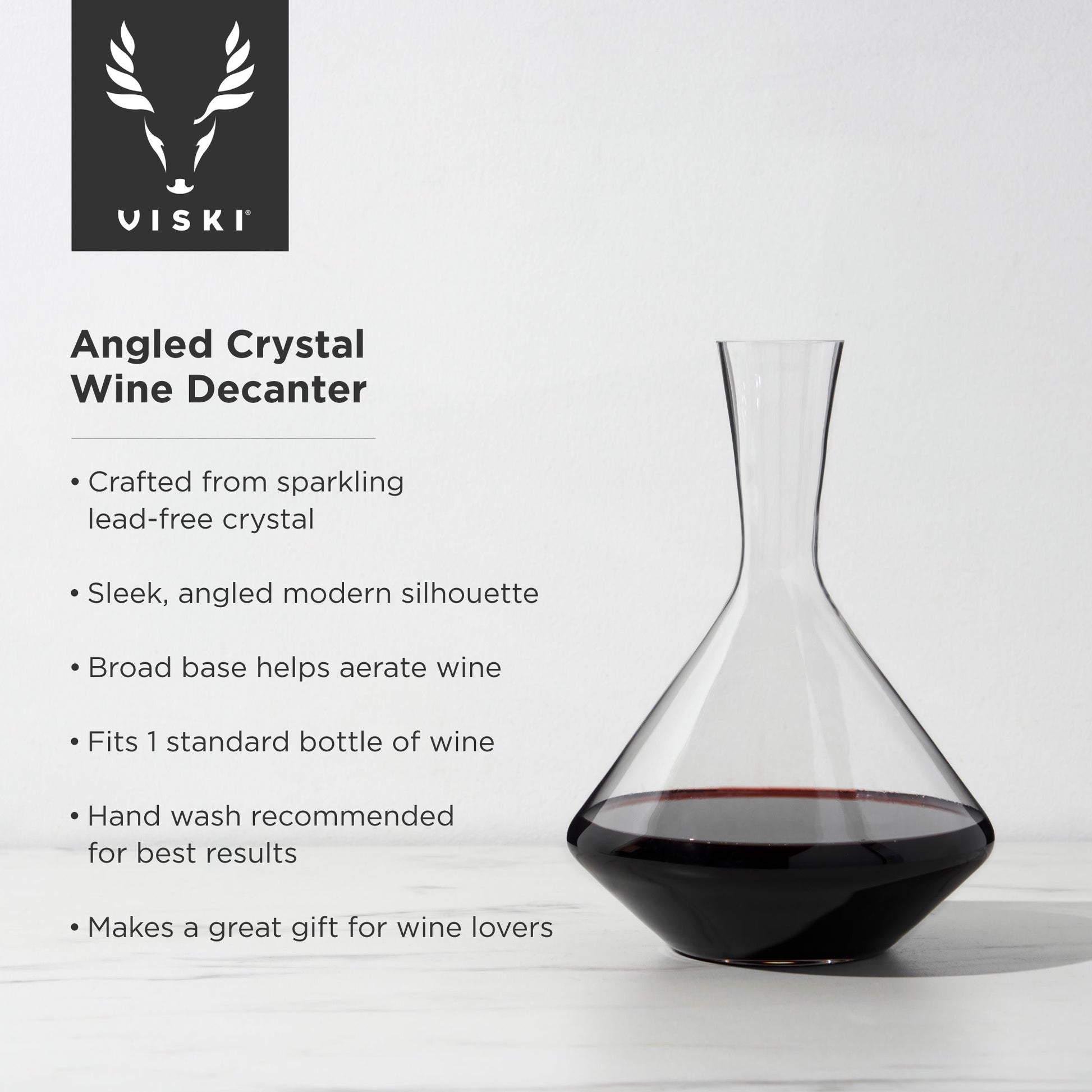 Raye 60 oz Crystal Angled Wine Decanter by Viski | Barsonist