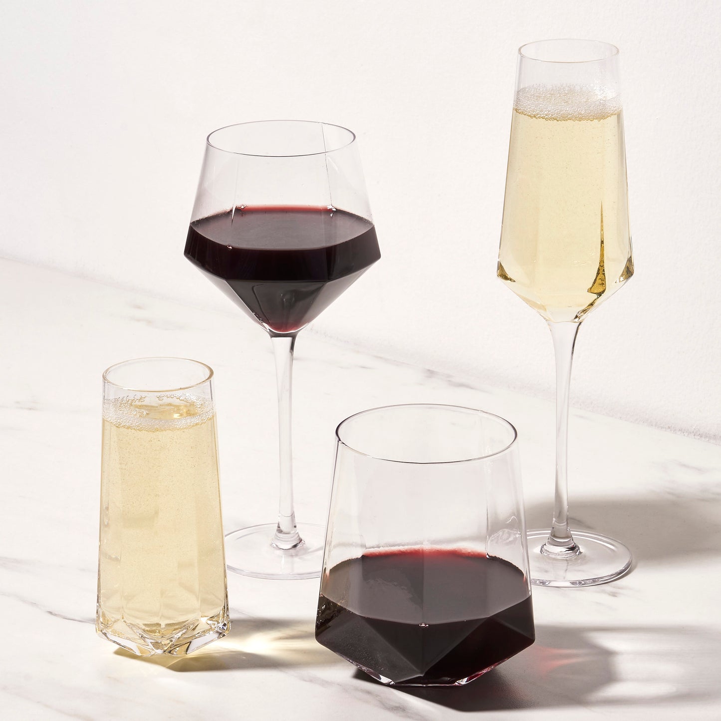 Seneca Crystal Faceted Wine Glasses Viski® (Set of 2)