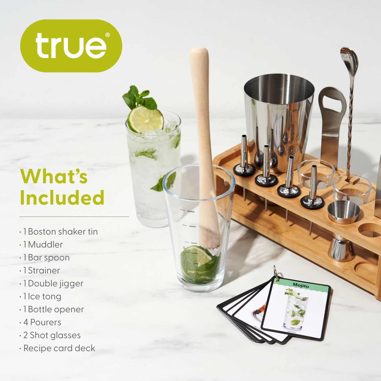 Professional Mixology Kit - Complete 14-Piece Premium Bar Tools Set with Boston Shaker