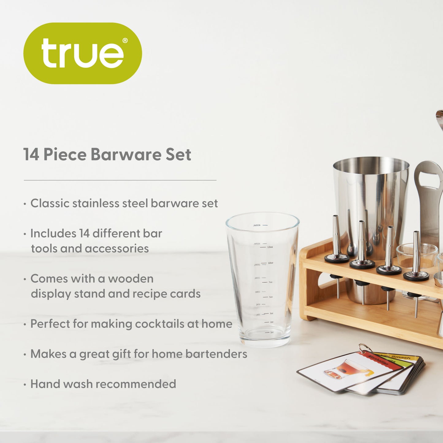 Professional Mixology Kit - Complete 14-Piece Premium Bar Tools Set with Boston Shaker